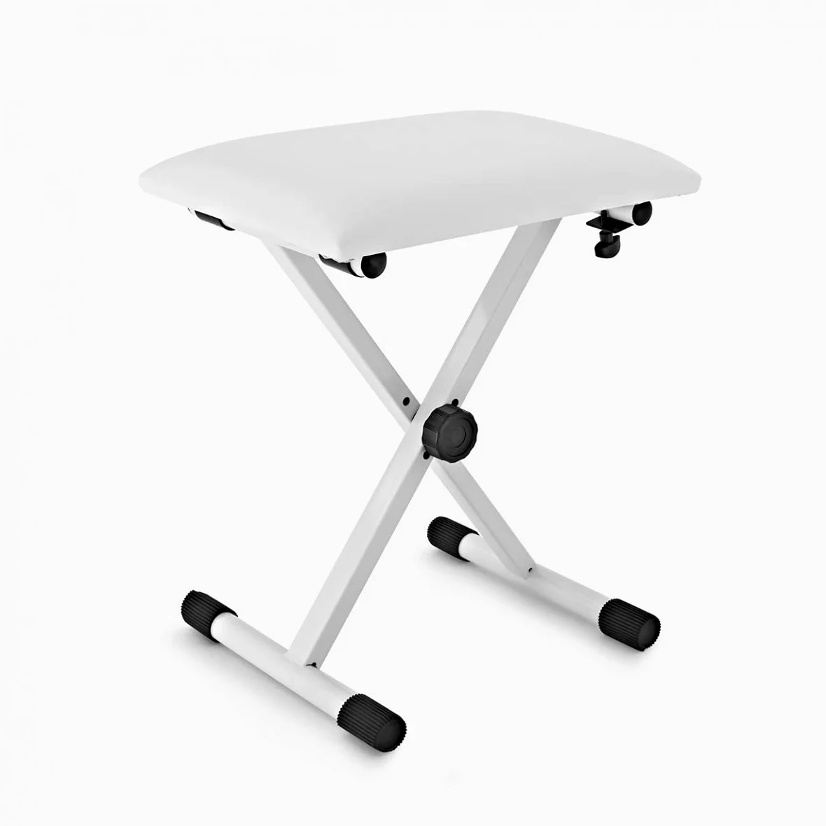 gear4music Banc de Piano à Clavier Blanc 110 KG Poids Maximum | Trois hauteurs réglables, se plie à plat pour le rangement, dessus rembourré en similicuir, charge max 110kg