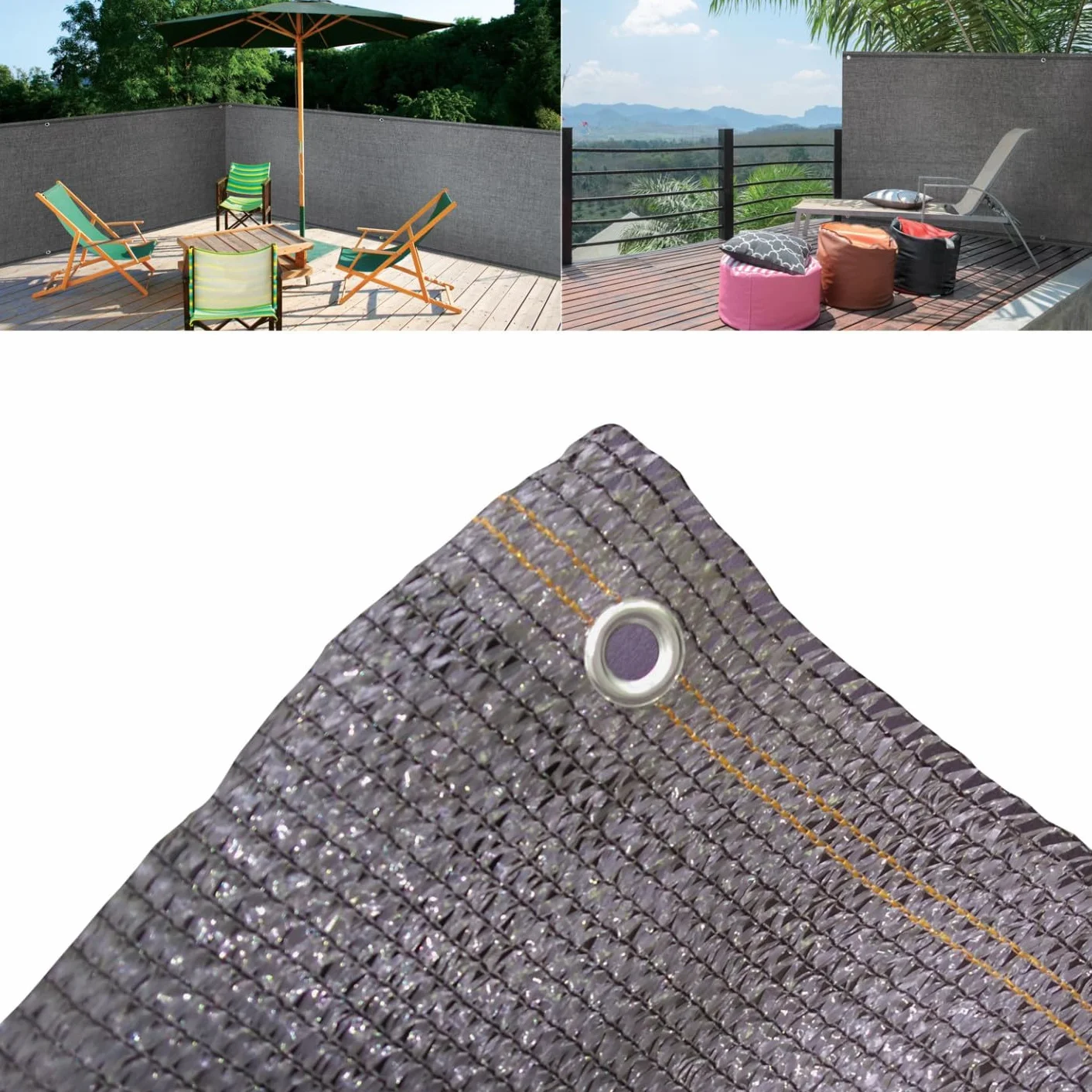 Brise Vue renforcé 1,5 x 10 M Gris 90 GR/m²