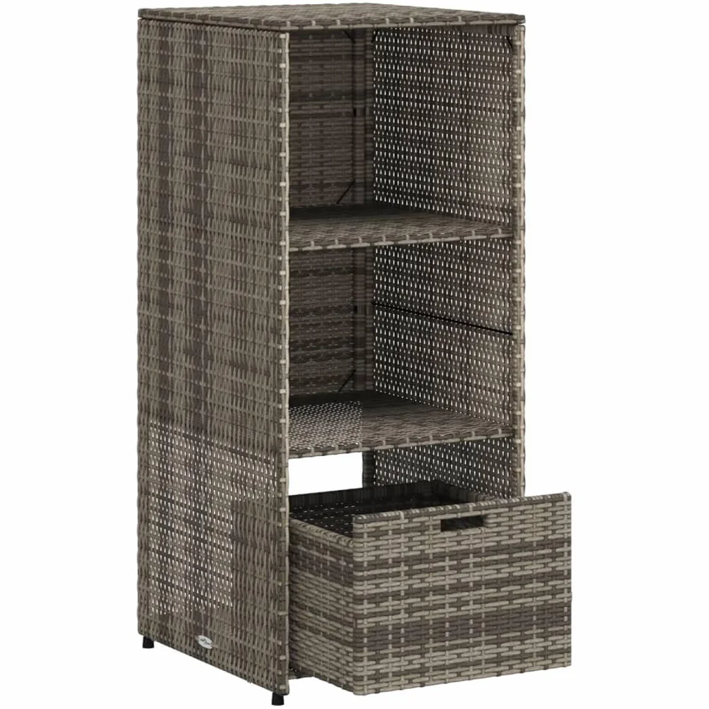 vidaXL Armoire Rangement Jardin Étagères Meuble Extérieur Patio Gris Résine Tressée