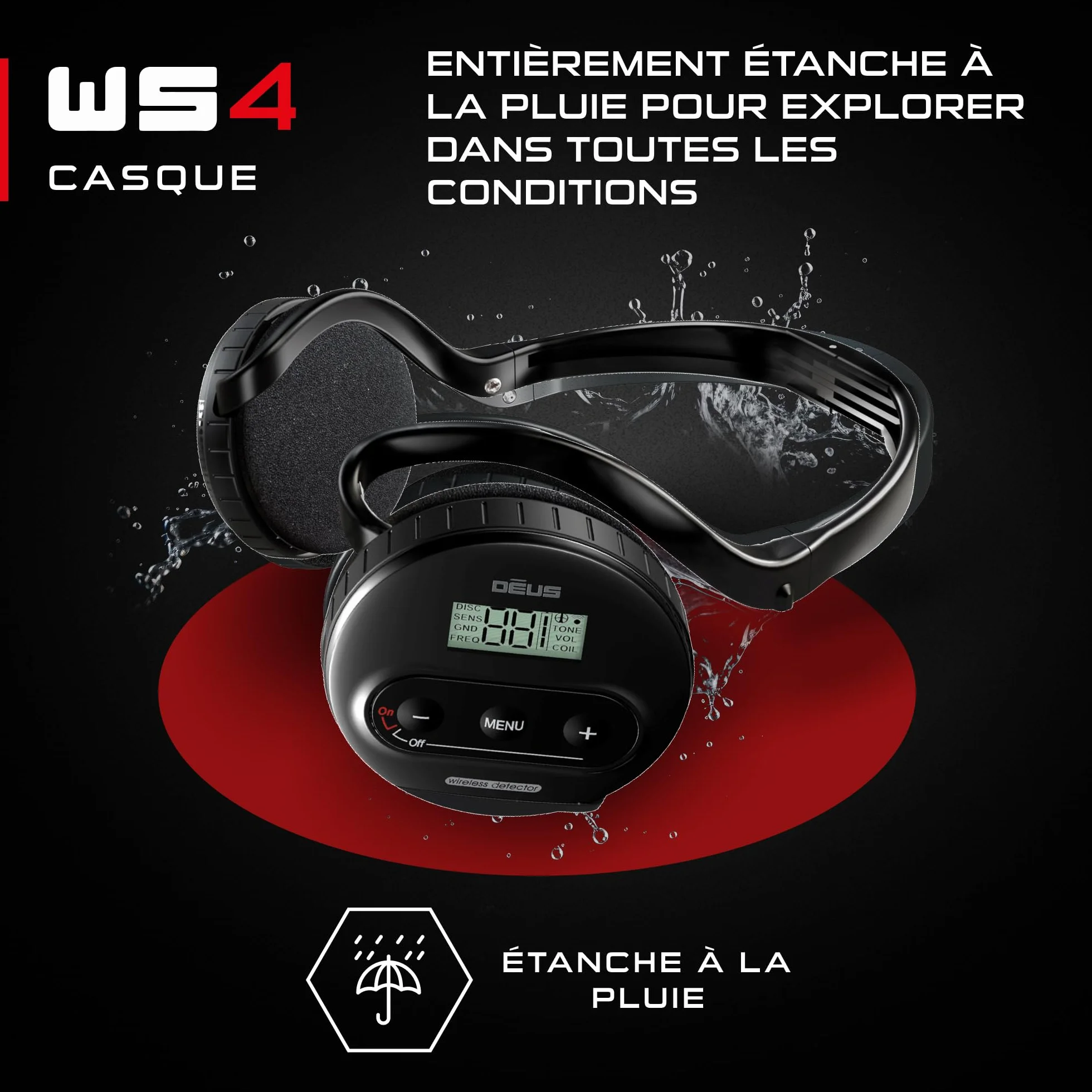 Casque sans-fil XP METAL DETECTORS WS4 pour détecteur de métaux Deus, imperméable, pliable, léger avec module détachable