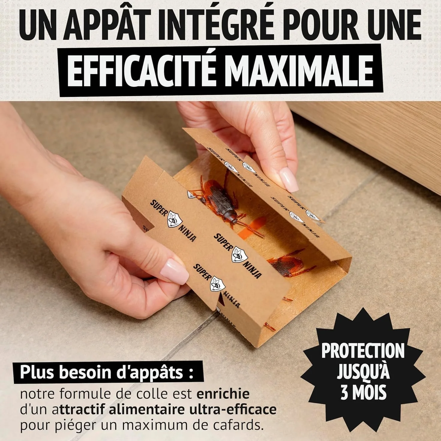 Pièges Cafards Super Ninja 12 Pièges Collants Anti Cafard Non Toxique
