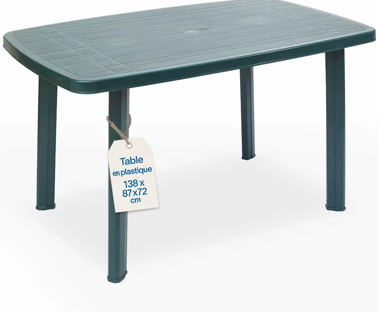 Tomaino Table de jardin carrée en plastique pour 6 places avec trou pour parasol
