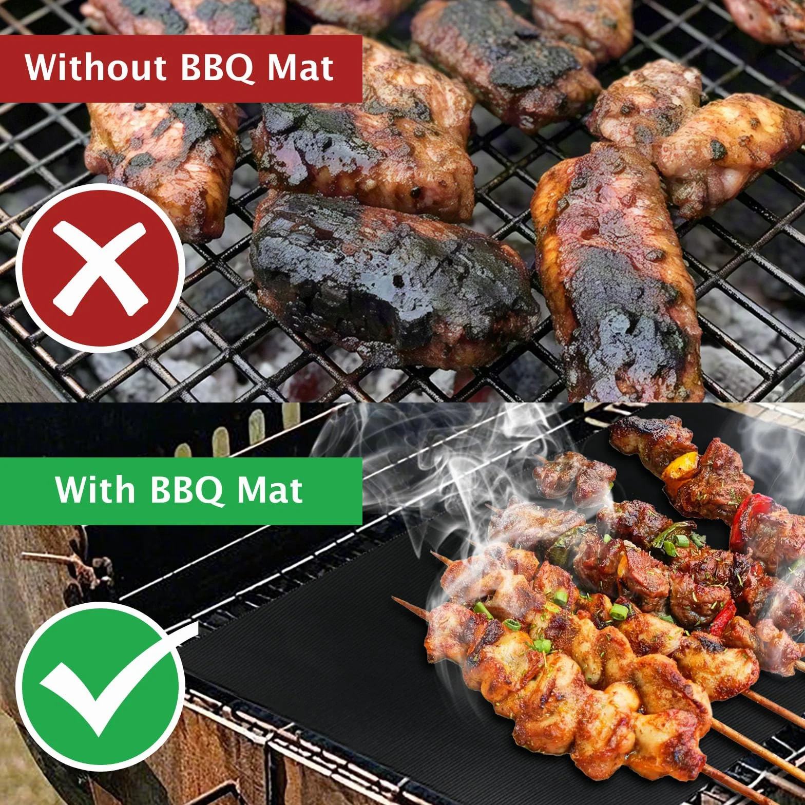 Tapis de Barbecue Antiadhésifs en Téflon 40x33cm Lot de 5 Reutilisable sans PFOA