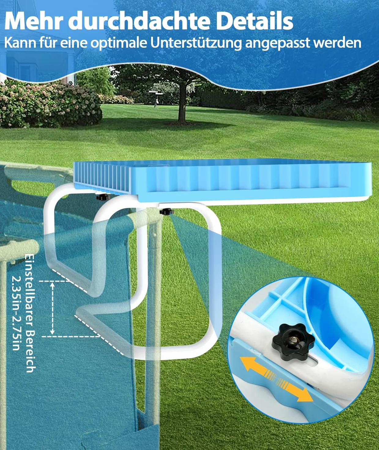 Table de piscine bar portable bleu pour piscines hors sol rondes rectangulaires ovales accessoires