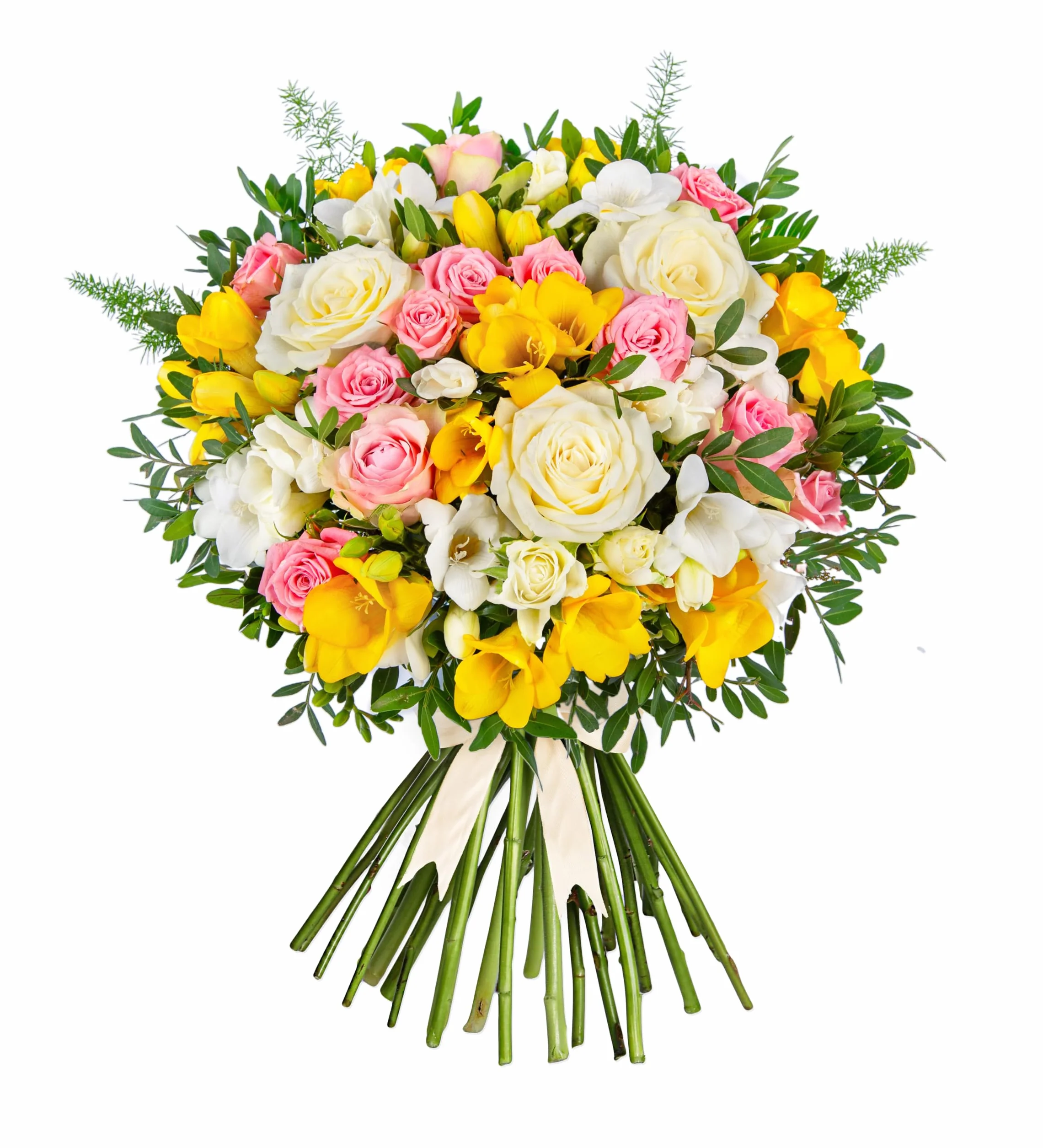 Rose et Freesia - Bouquet d'anniversaire - Fleurs fraîches - Arrangement floral - Livraison le lendemain