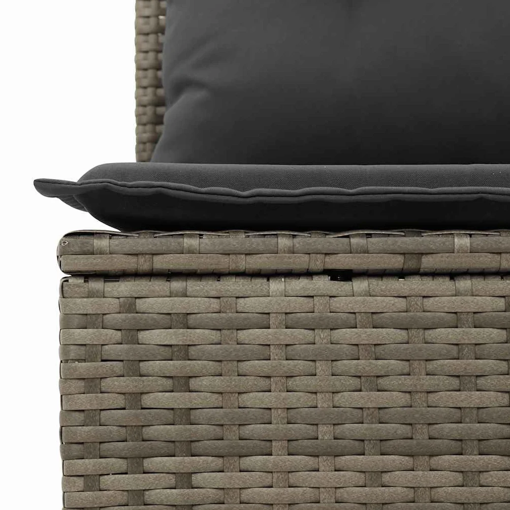 Canapé de Jardin 4 Places Résine Tressée Gris avec Coussins