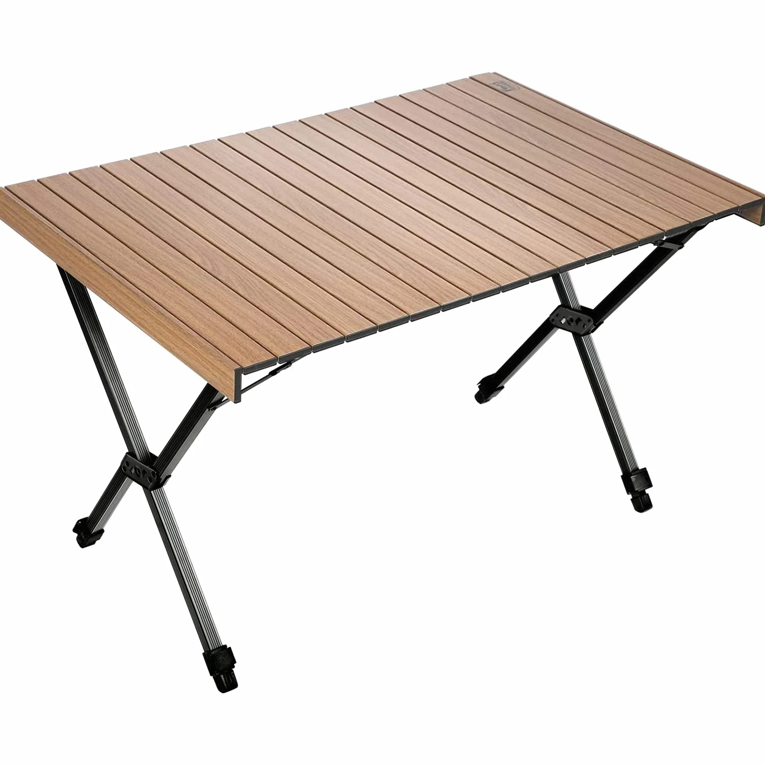 TIMBER RIDGE Table Pliante Camping 4-6 Personnes Hauteur Réglable Plateau Aluminium Support 100 kg, Marron