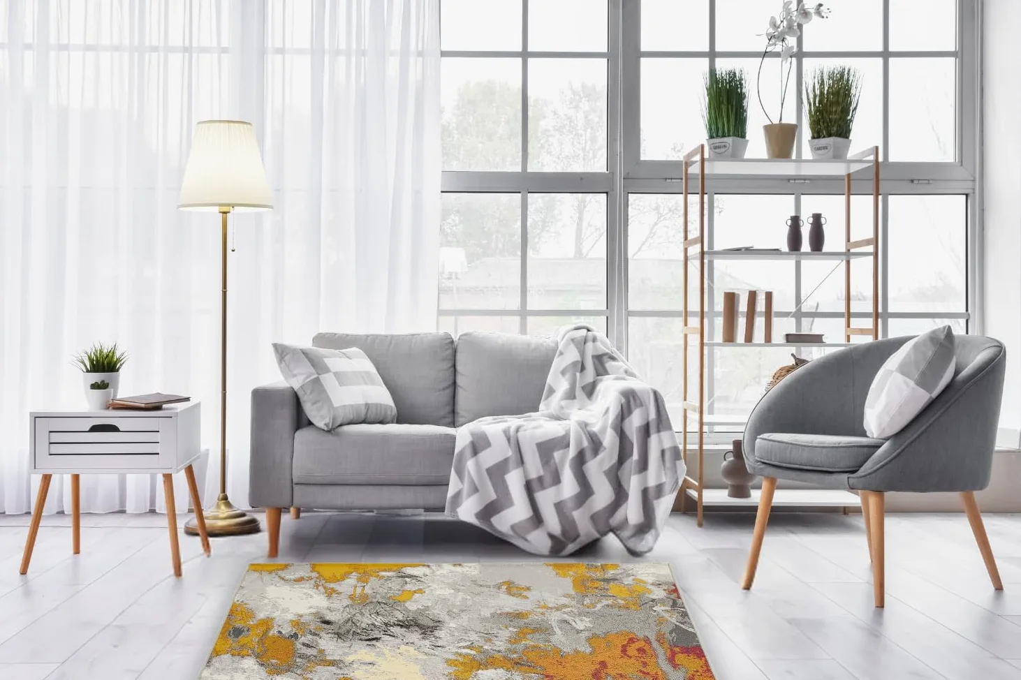 andiamo Portland Tapis d'extérieur résistant aux intempéries - Idéal pour Balcon, terrasse et Jardin - Antidérapant - Résistant aux UV - Facile d'entretien - Tapis d'extérieur pour l'extérieur - 80 x