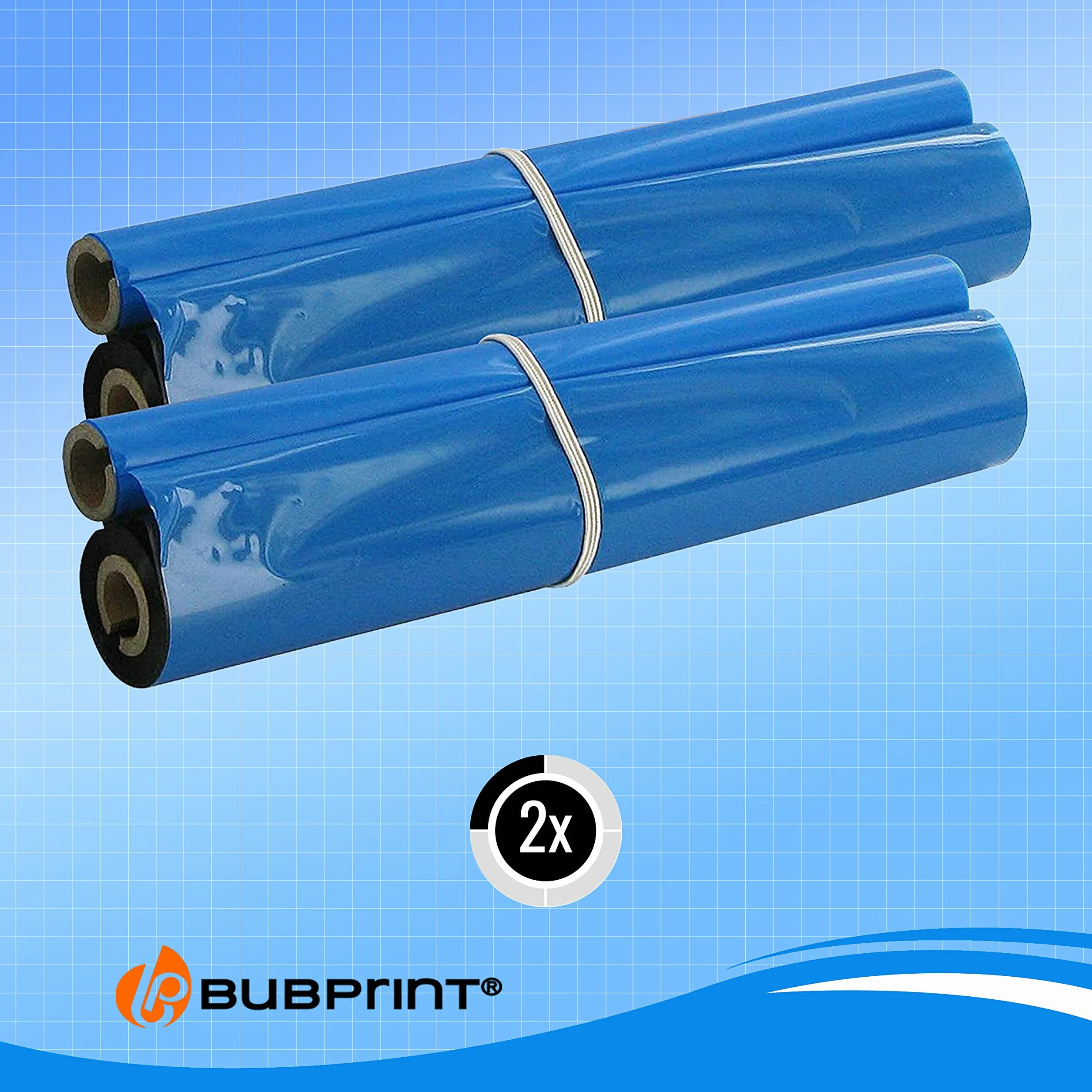 Bubprint 2 Rouleaux de Transfert Thermique Compatible Brother PC-72RF PC72RF Fax T102 T104 T106 T72 T78 T92 T98 V1 Noir