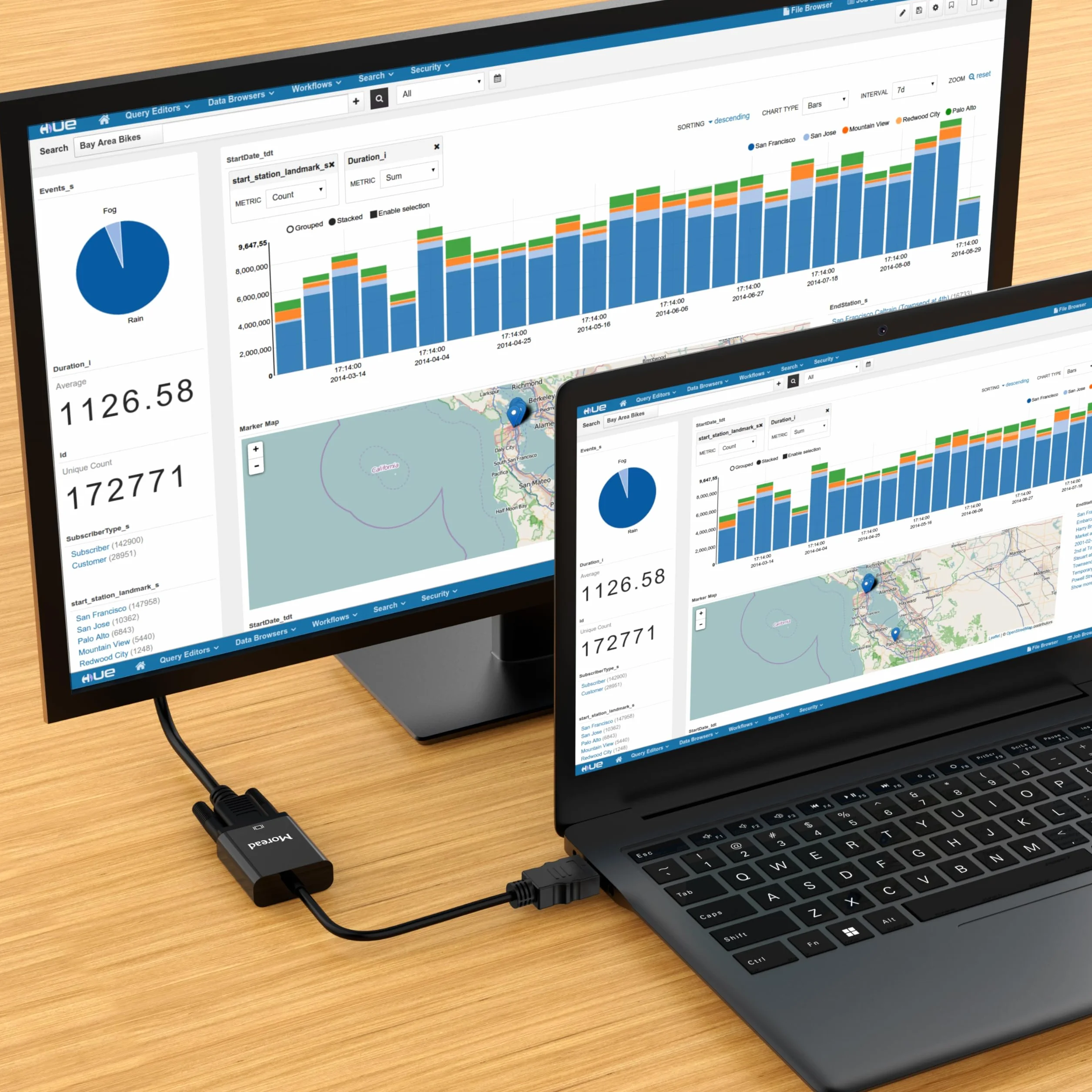 Moread Adaptateur HDMI vers VGA mâle vers femelle Noir
