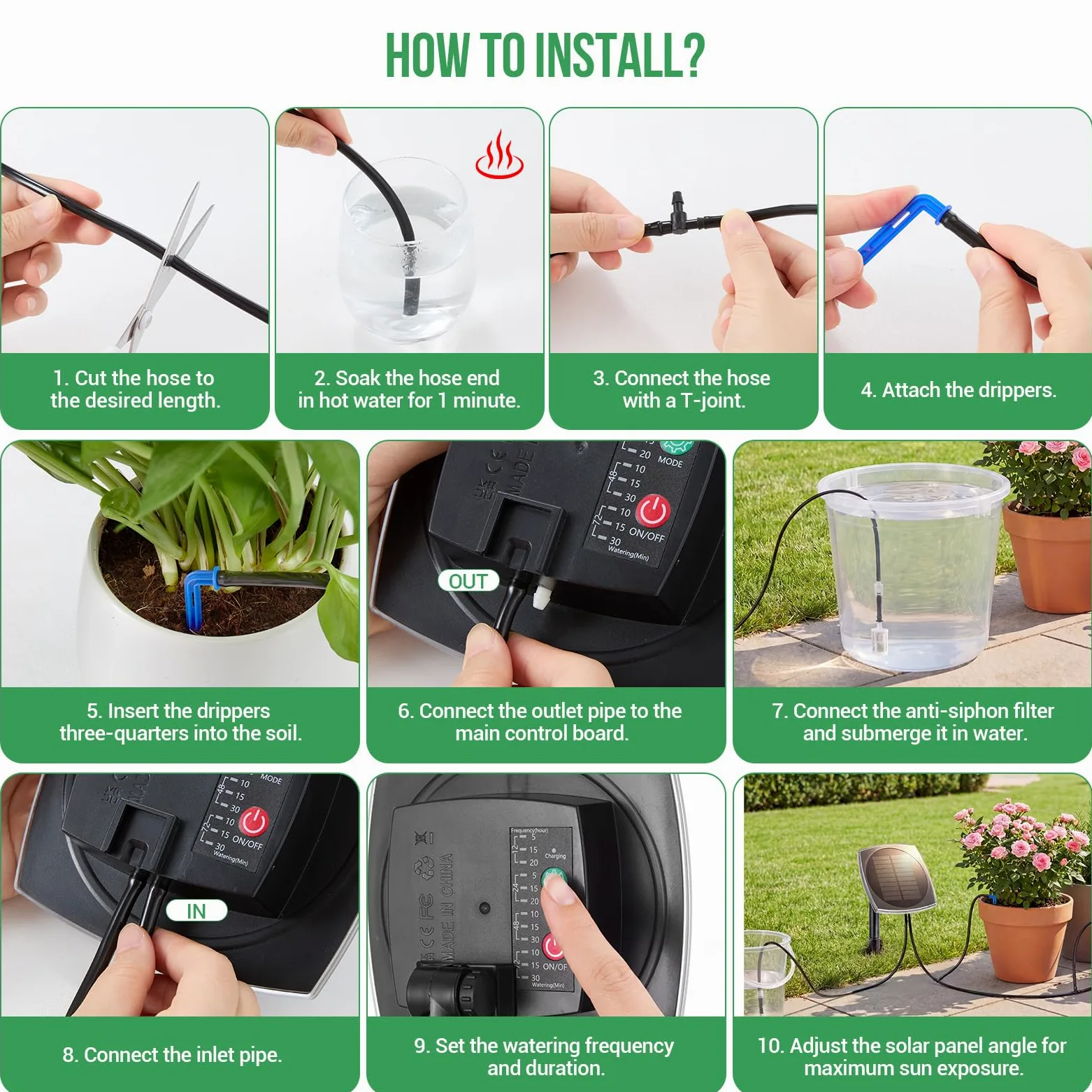 Arrosage Goutte à Goutte Solaire pour 20 Plantes, Kit D'irrigation Solaire Arrosage Automatique avec 12 Modes et 20M Tuyau Arrosage pour Vacances Jardin Balcon Greenhouse