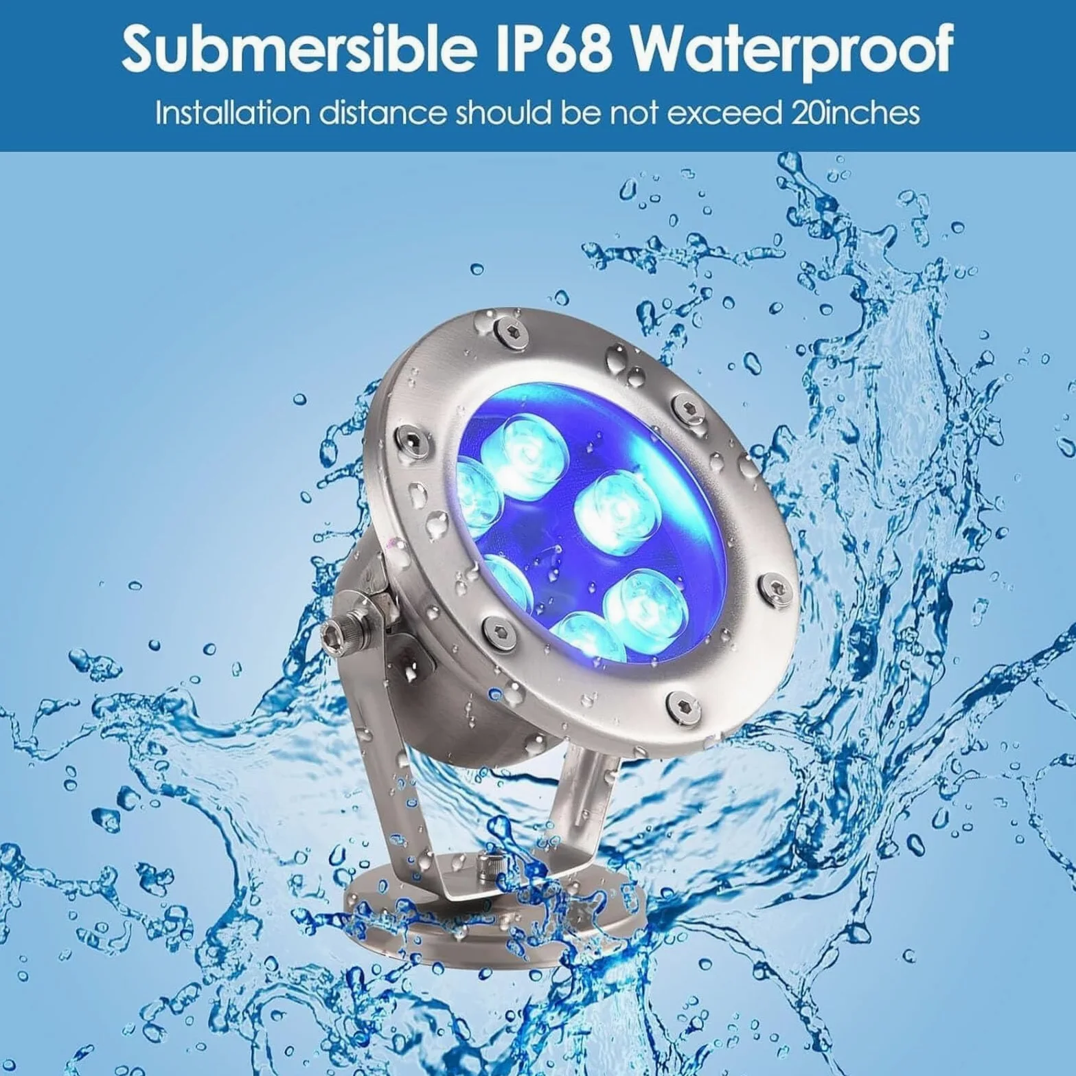 Éclairage LED Subaquatique – Lampe LED 12/24 V pour Fontaine, Projecteur Submersible pour Bassin, Étanchéité IP68, Éclairage pour Jardin, Pelouse Et Rocaille(RGB(AC 24v),15w)