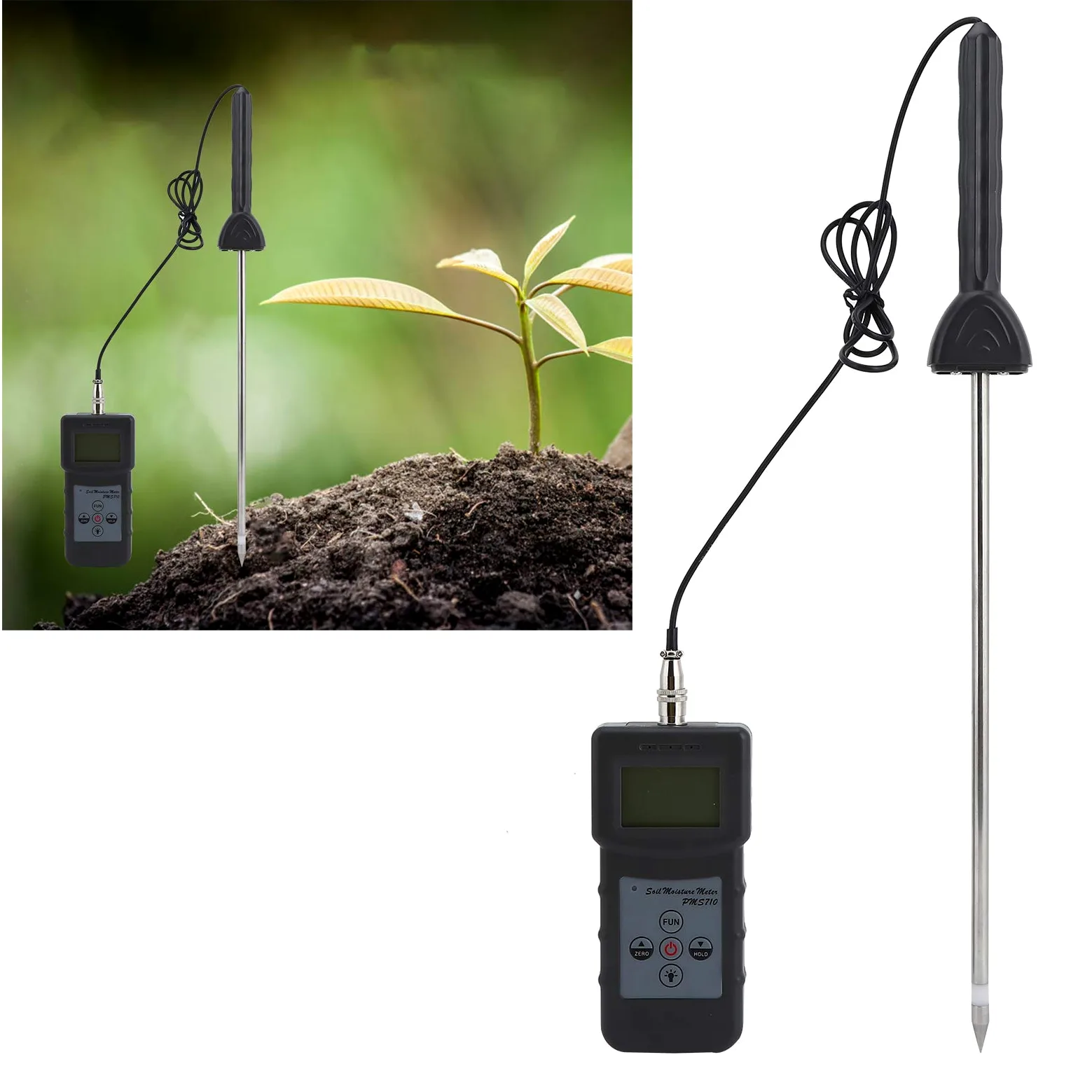 Humidimètre de Sol PMS710, Testeur Numérique Portable pour Jardin, Compact, Facile à Lire, Sonde ABS de 18.9 Pouces