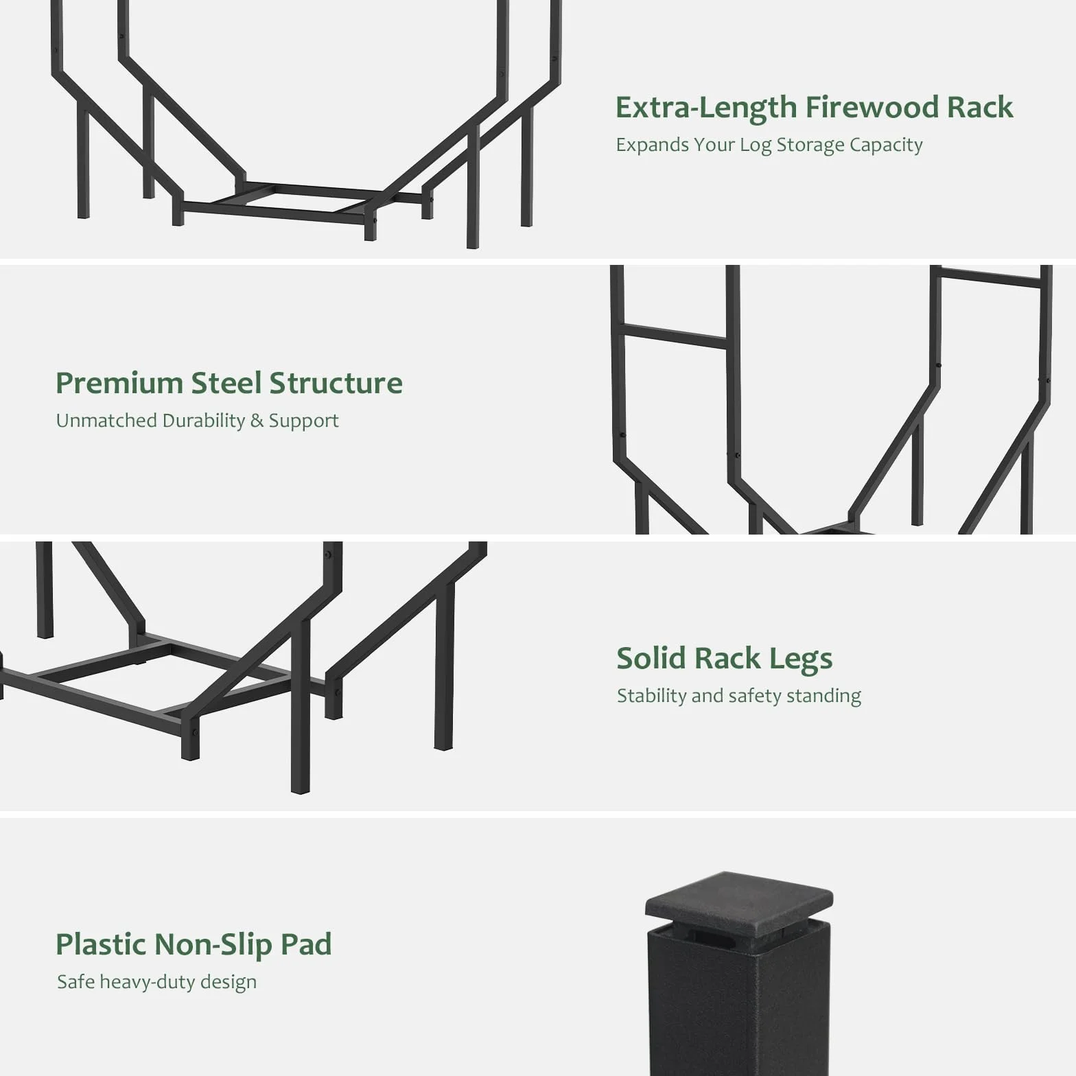 CADUKE Range-bûches d'extérieur 1 m - Support de bûches en métal pour cheminée - Empileur et organiseur de bois