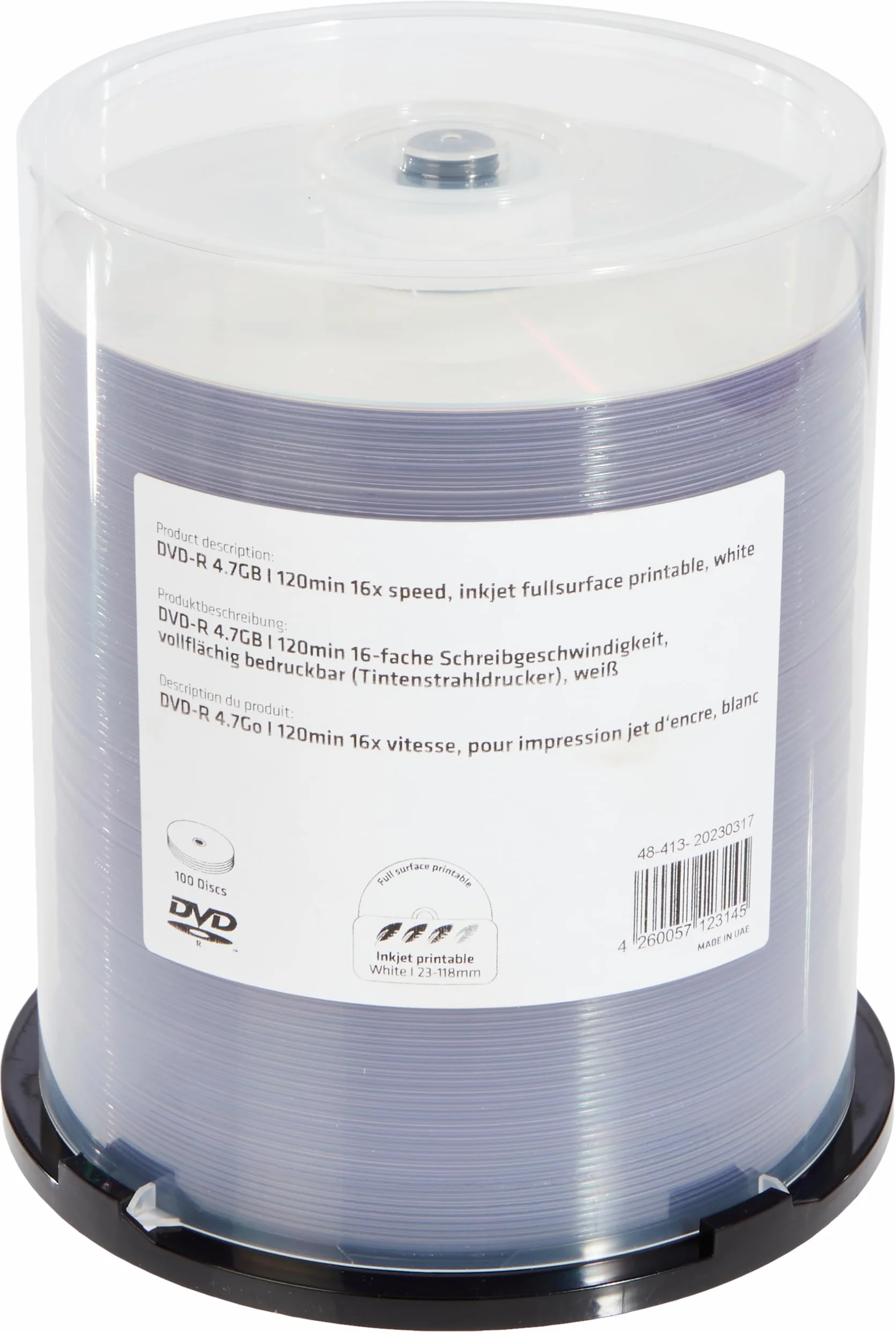 Mediarange MR413 DVD-R 4,7GB 120min Lot de 100