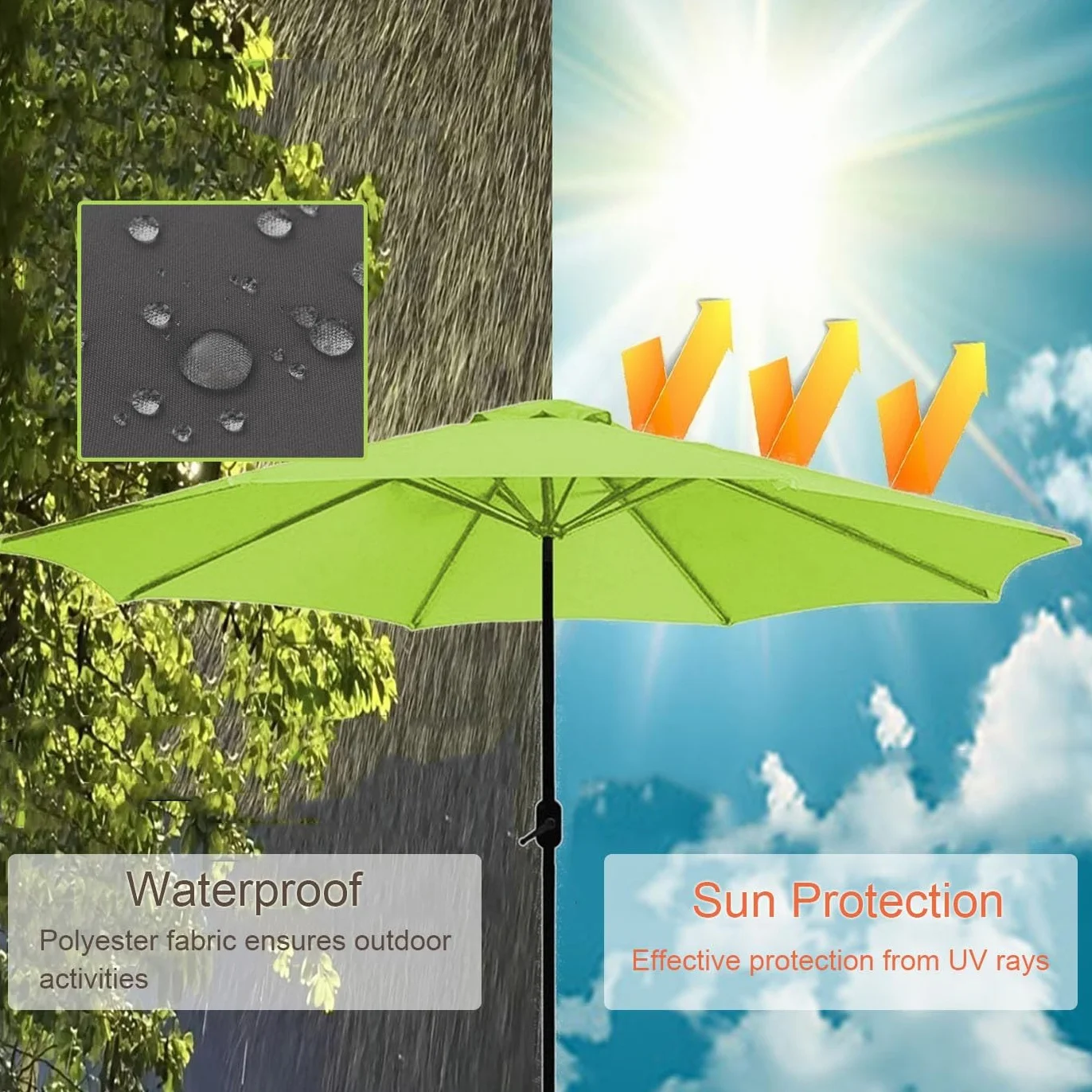 Auvent De Remplacement Pour Parasol De Jardin, Toile Anti UV 50+, Housse Polyester 350CM