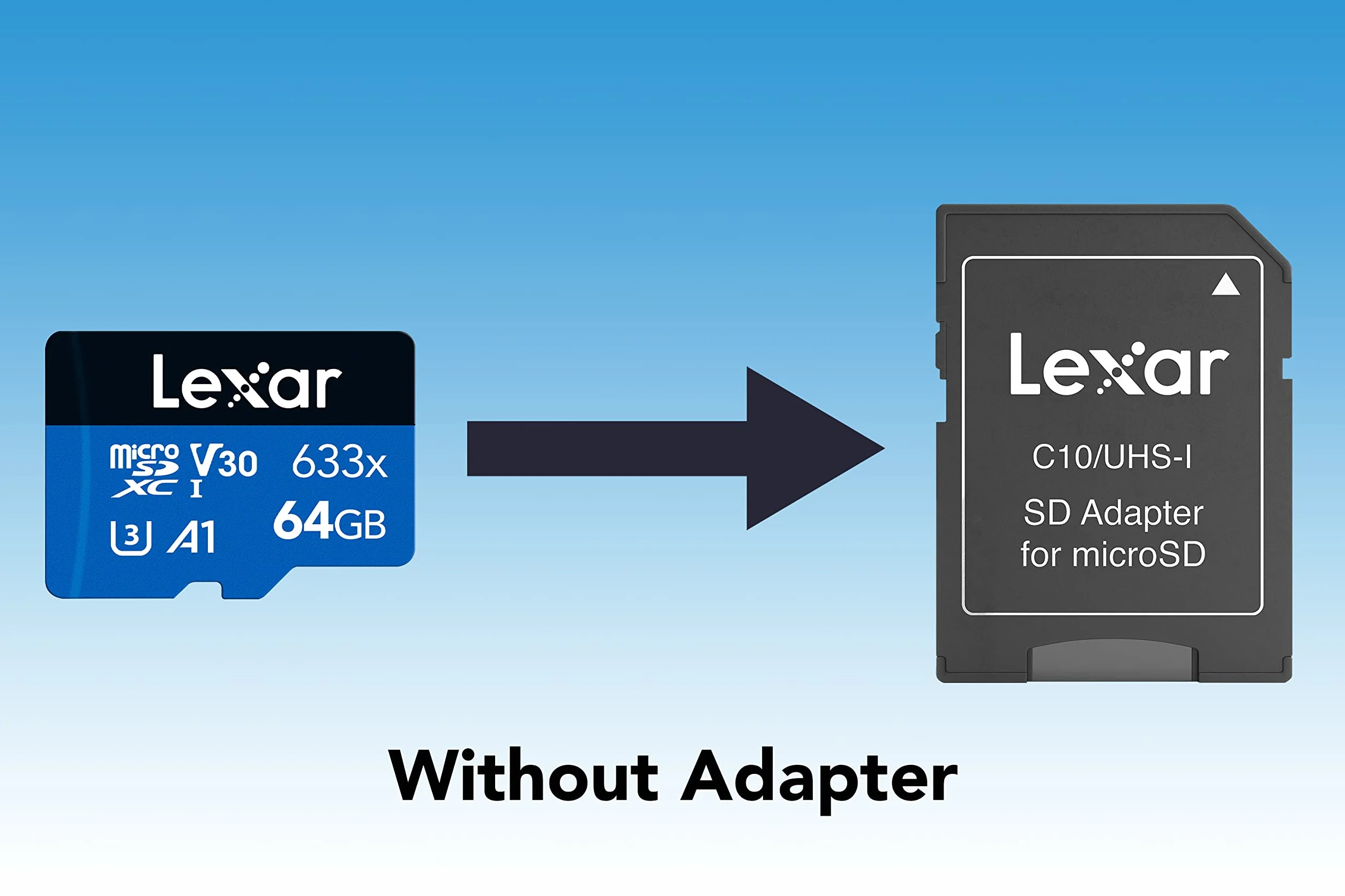 Lexar 633x Carte Micro SD 64 Go microSDXC UHS-I 100 Mo/s Lecture A1 C10 U3 V30