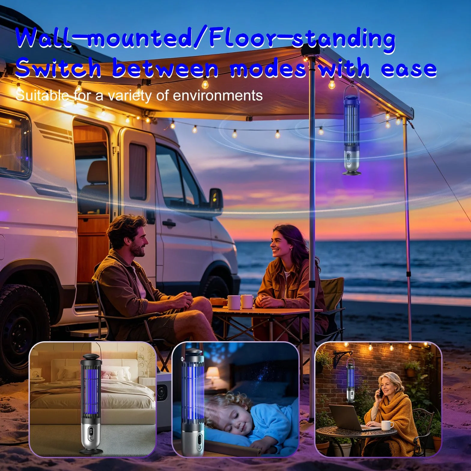 Lampe Anti-Moustique Exterieur Électrique LED 4 Modes Camping