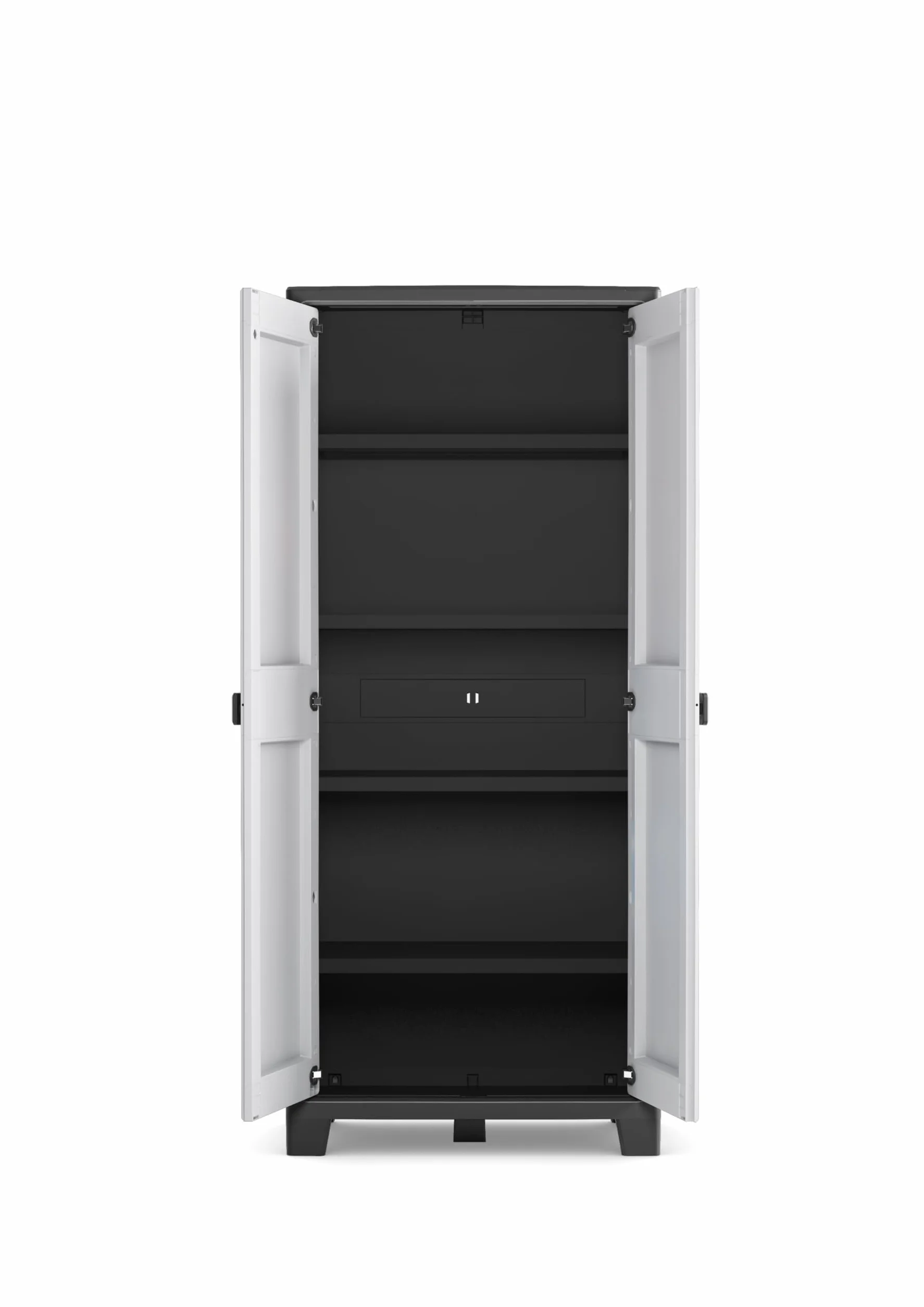 Keter Armoire Haute Titan de Rangement Résine 80x44x182cm Noir Gris Étagères Modulables Pieds Réglables
