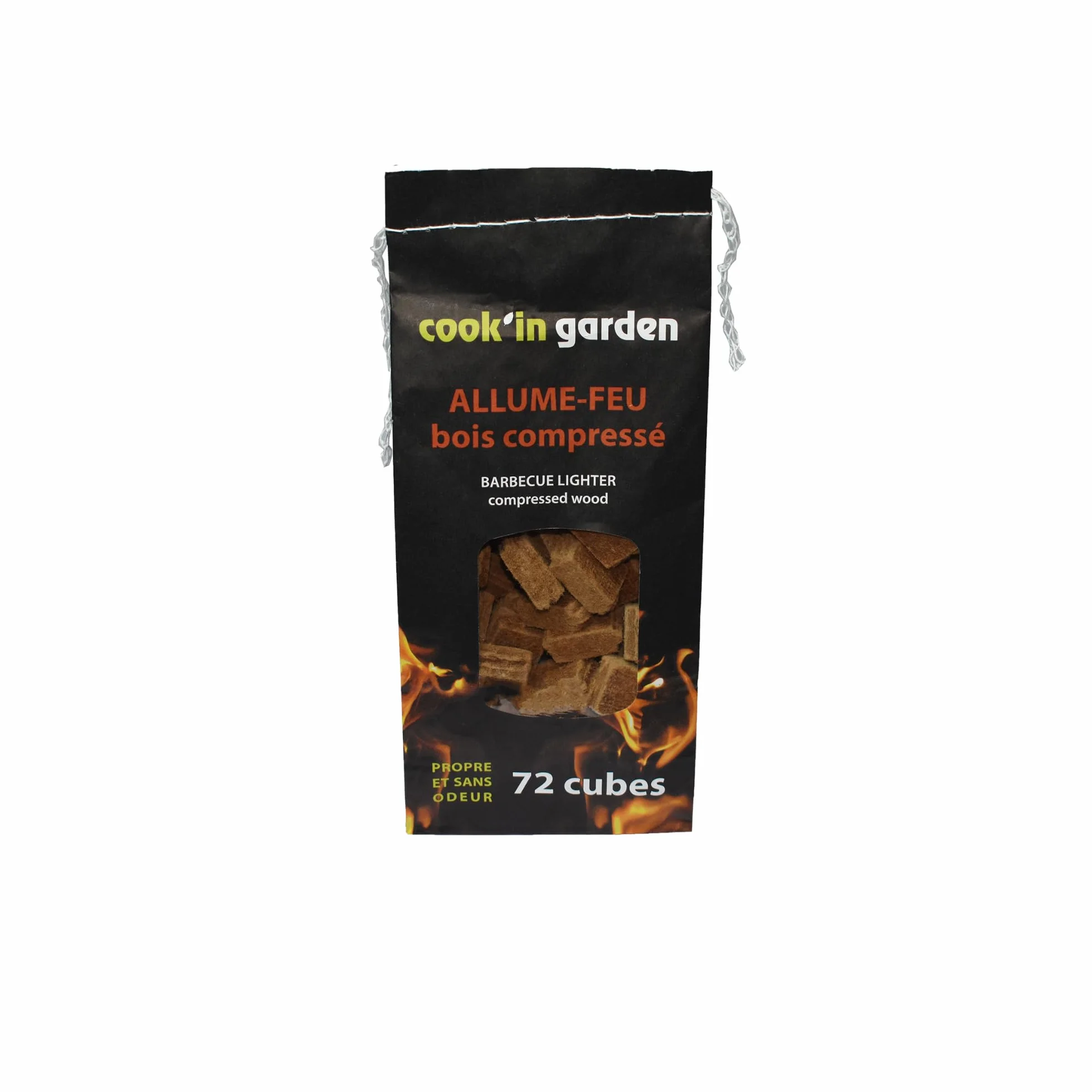 Cook’in Garden Allume-Feu Bois Compressé 72 Cubes 100% Naturels pour Barbecue Cheminée Brasero
