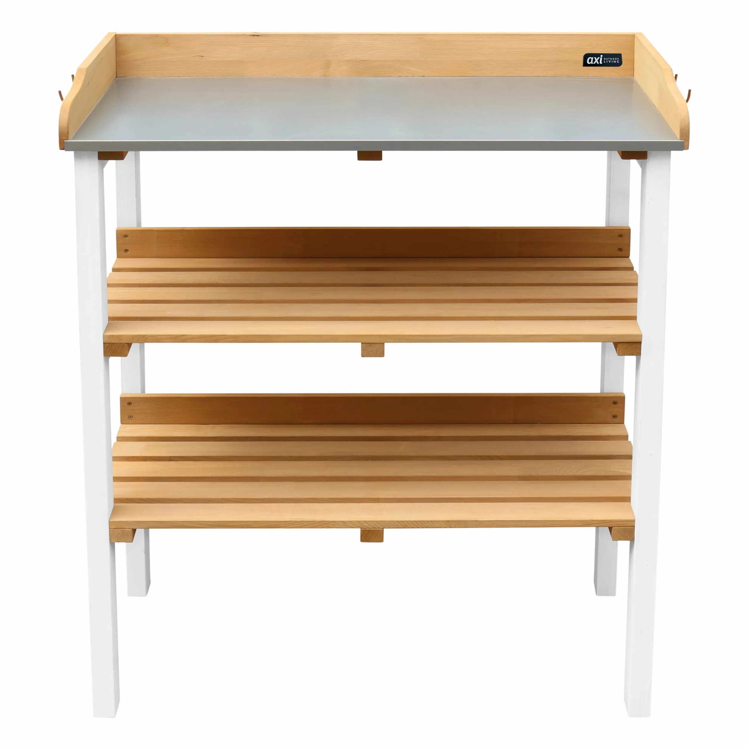 AXI Table de Rempotage avec Étagère de Rangement en Bois Marron & Blanc pour Extérieur