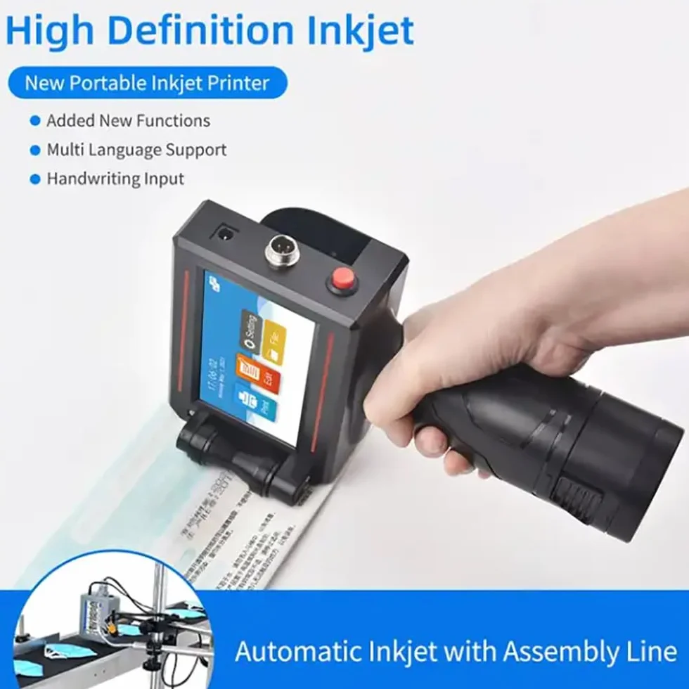 Imprimante À Jet d'encre Portable avec Écran Tactile HD 4,3 Pouces, Batterie Amovible pour Étiquette Date Code-Barres