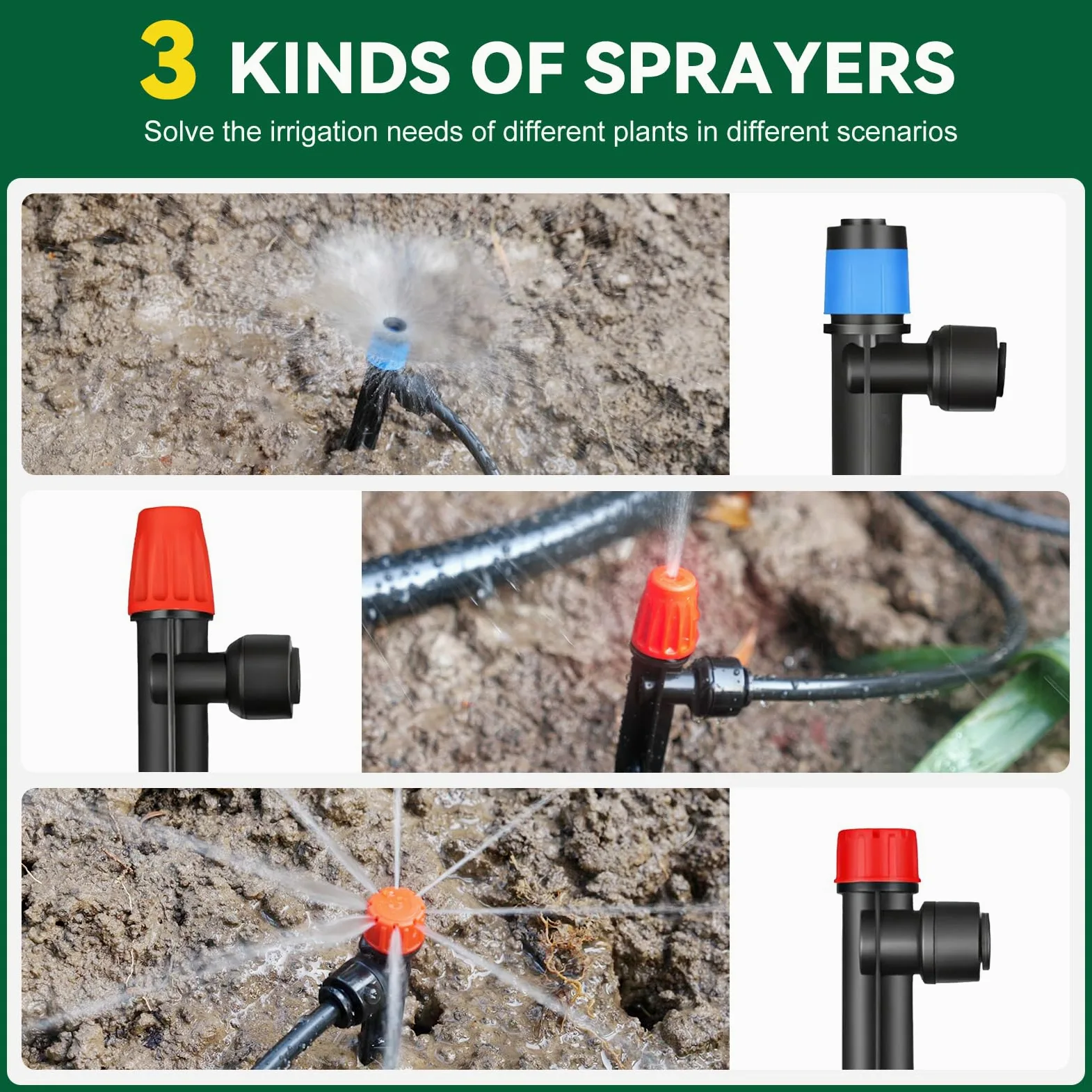 Kit de système d'irrigation goutte à goutte pour jardin (tube principal de 10 m + tube de 6,35 m)