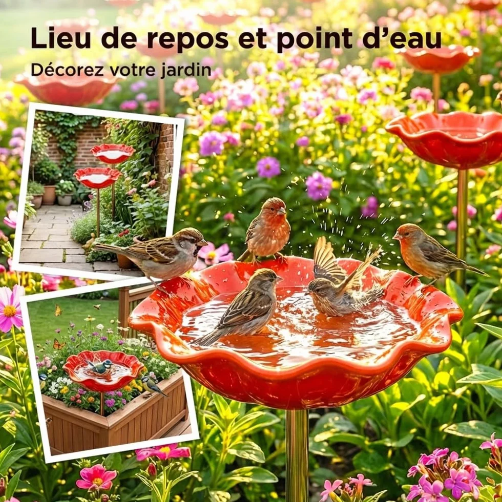 Mangeoire Oiseaux Exterieur Metallic Fonte 60cm 4 Pieces