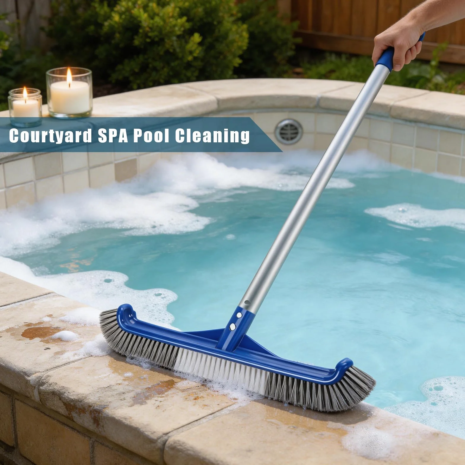 Brosse de nettoyage pour piscine 43 cm poils aluminium nylon doux film carrelage mur sol