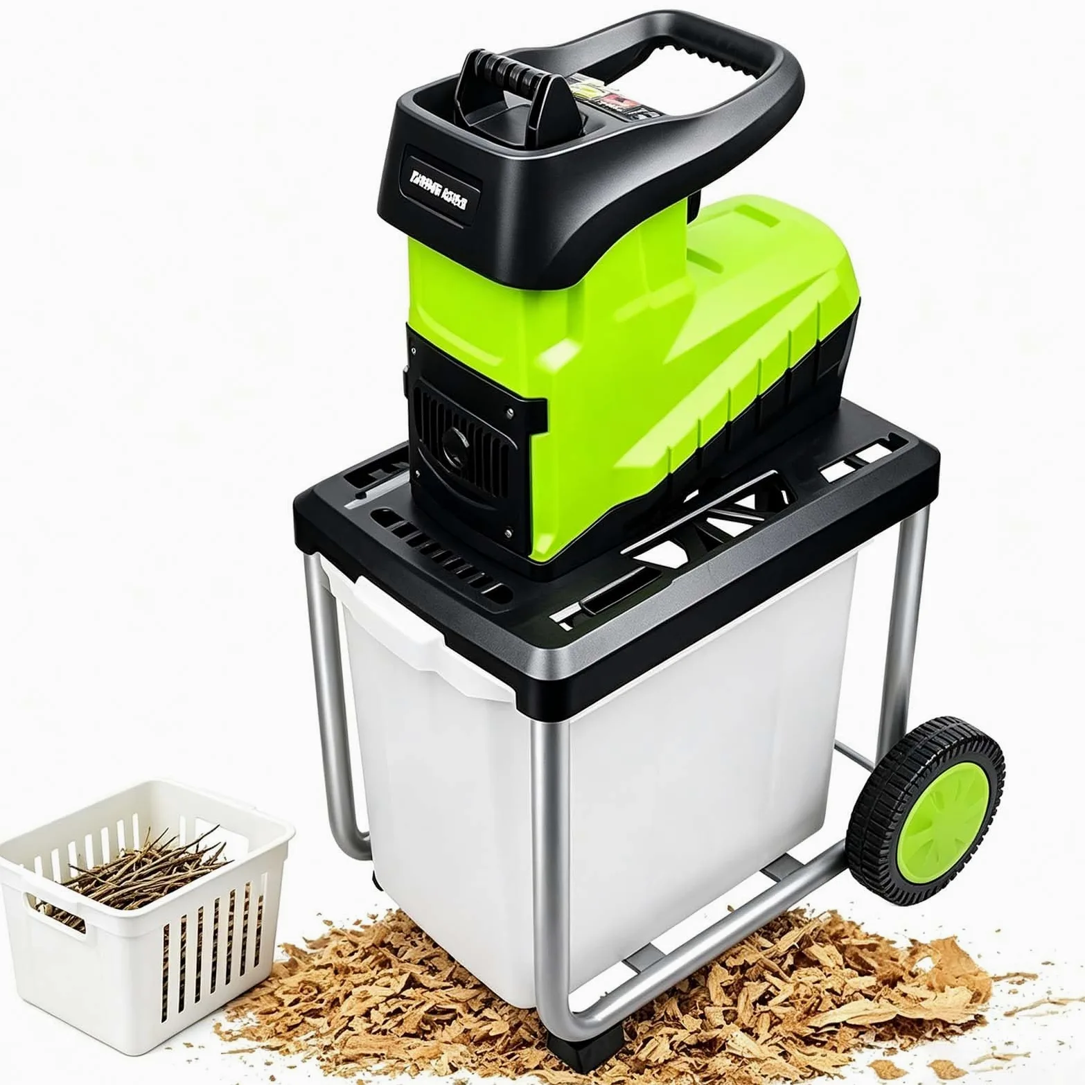 Déchiqueteur Branches Bois, Broyeur Jardin Électrique 2800W Avec Diamètre Broyage 45mm, Sac Détachable 60L, Lames Réversibles Et Caractéristiques Sécurité, Idéal Compostage
