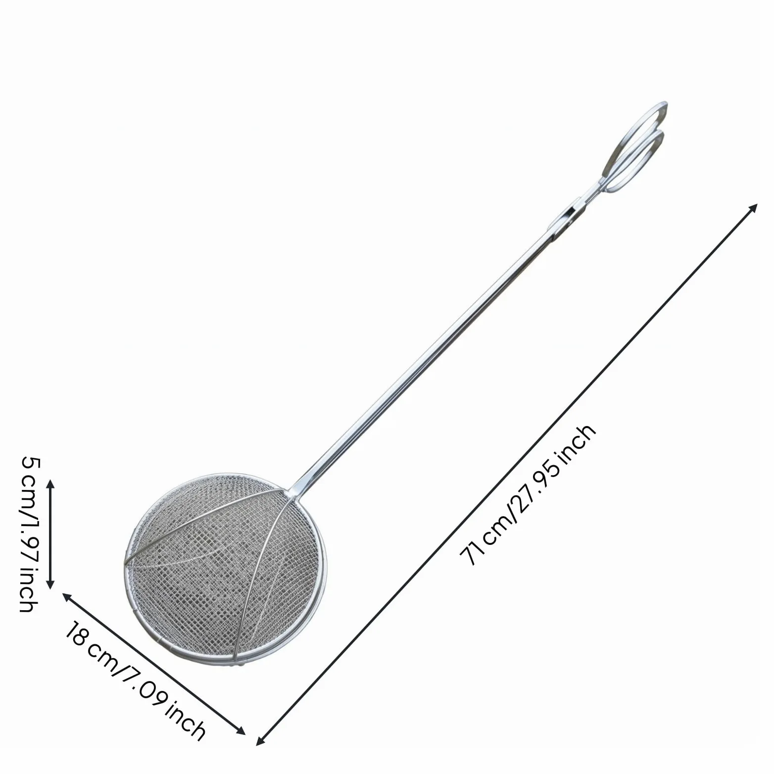 Épuisette de Pêche Extérieure Épuisette Filet Panier Pince INOX Manche Long Tête Circulaire Maille Métallique Capture Ciblée et Transfert Aisé Adaptée