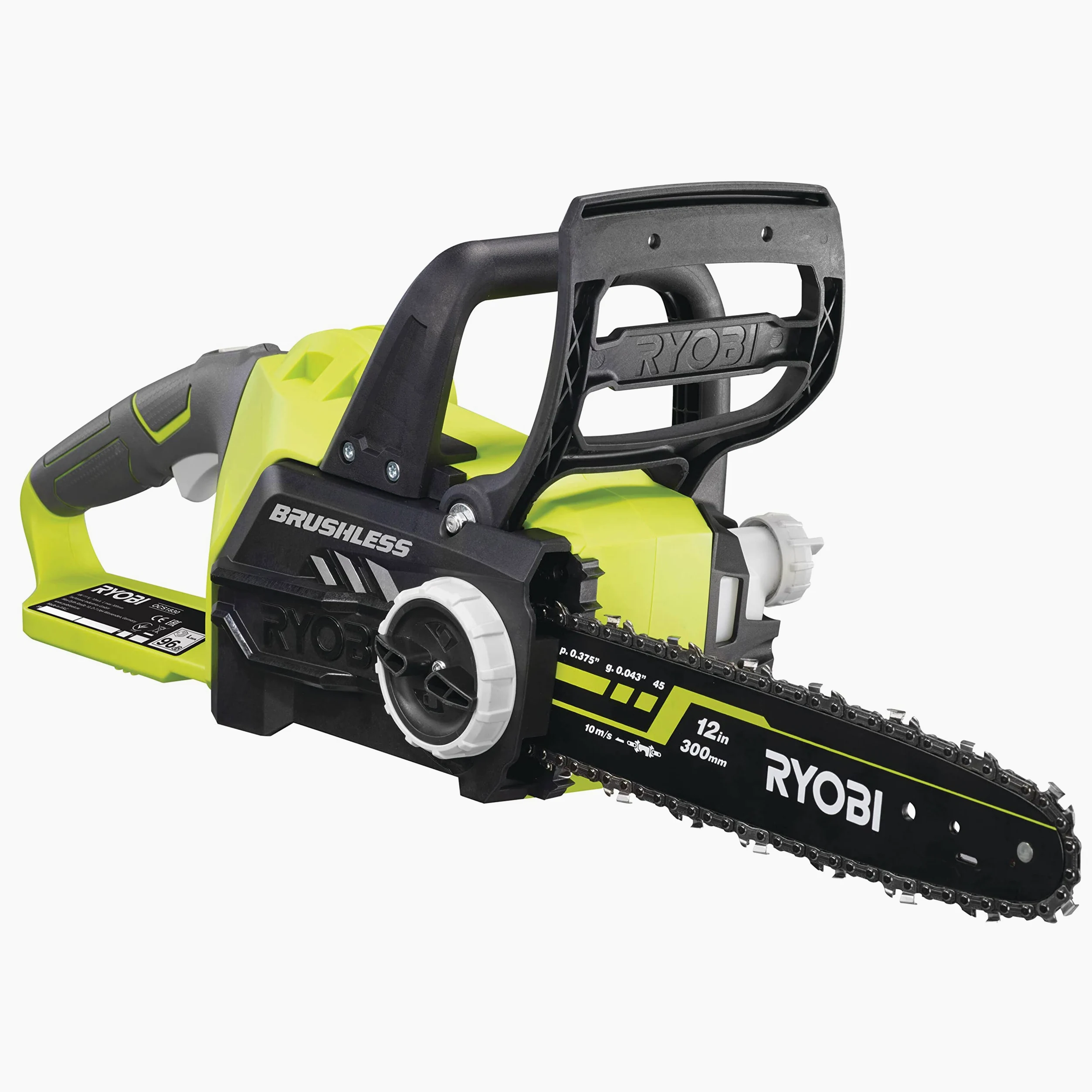 RYOBI - Tronçonneuse Électrique Sans Fil à Batterie 18V ONE+ Moteur Brushless - Guide 30cm - OCS1830 & Coupe-Bordure/Dresse-Bordure Électrique Sans Fil à Batterie 18V ONE+ Ø 25-30cm
