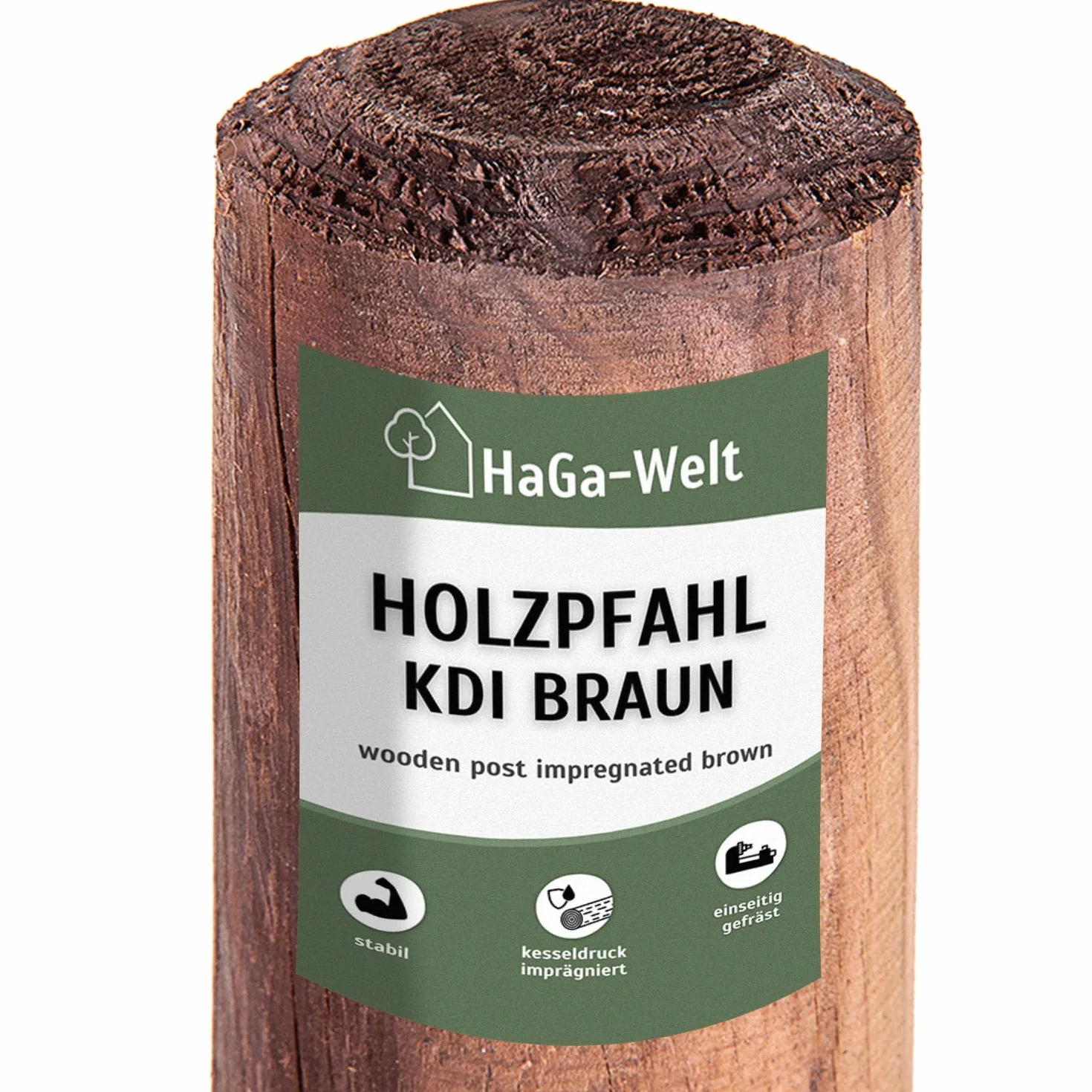 HaGa® Lot de 10 piquets en bois de pin - Diamètre : 5 cm - Hauteur : 150 cm - Résistant aux intempéries