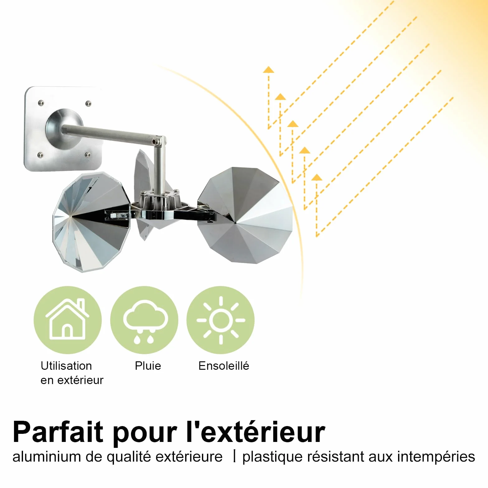 OFFO Anti Pigeon,Effaroucheur Oiseaux pour Balcon,Réflexion à 360°,Repulsif Pigeon avec Base en Aluminium,Effaroucheur Pigeons pour Jardin,Toit,Balcon