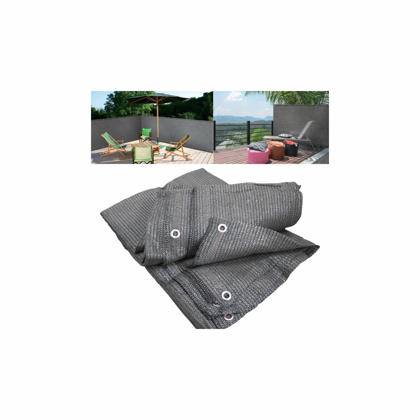 Brise Vue renforcé 1,5 x 10 M Gris 90 GR/m²
