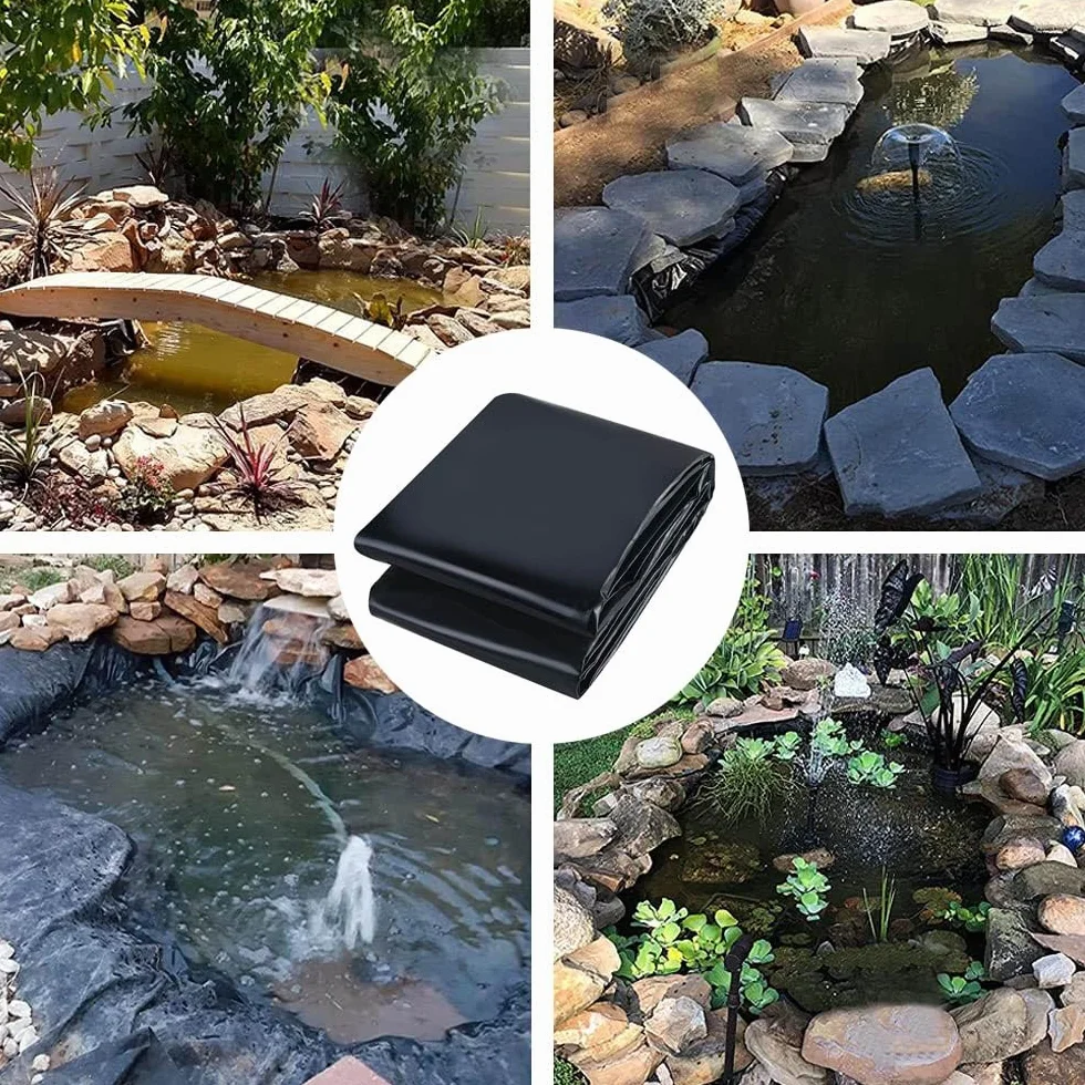 Bâche de bassin robuste 7 x 10 m - Flexible et imperméable - Noire - Pour piscines de jardin - Doublure imperméable et durable