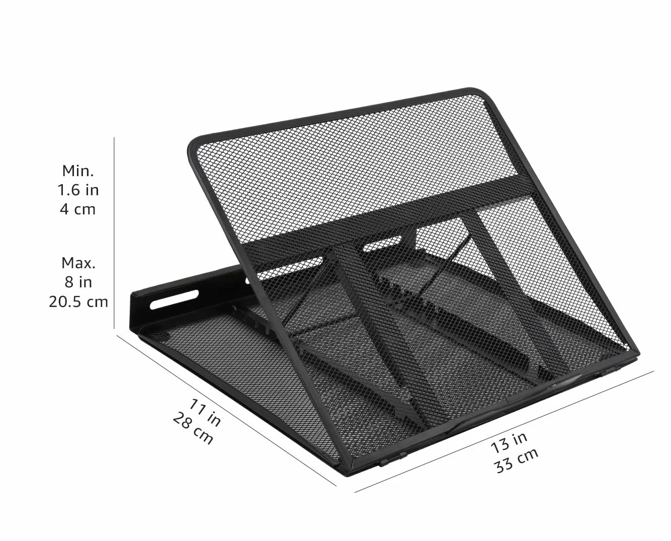 Amazon Basics Support Ergonomique Ventilé Réglable 7 Niveaux Maille Acier Ordinateurs 25,4-43,9cm Noir