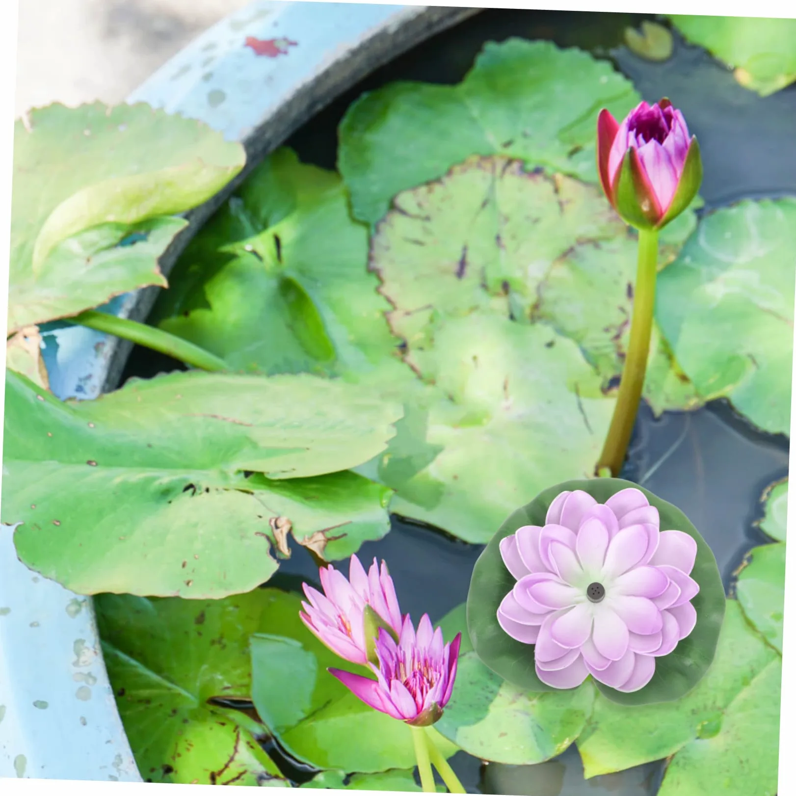BESPORTBLE Fontaine Solaire Flottante De Fleur De Lotus pour Jardin Extérieur – 7v 1.2w, Matériau Abs Solide, Décoration Étang Et Piscine, Pompe Solaire Autonome sans Câble