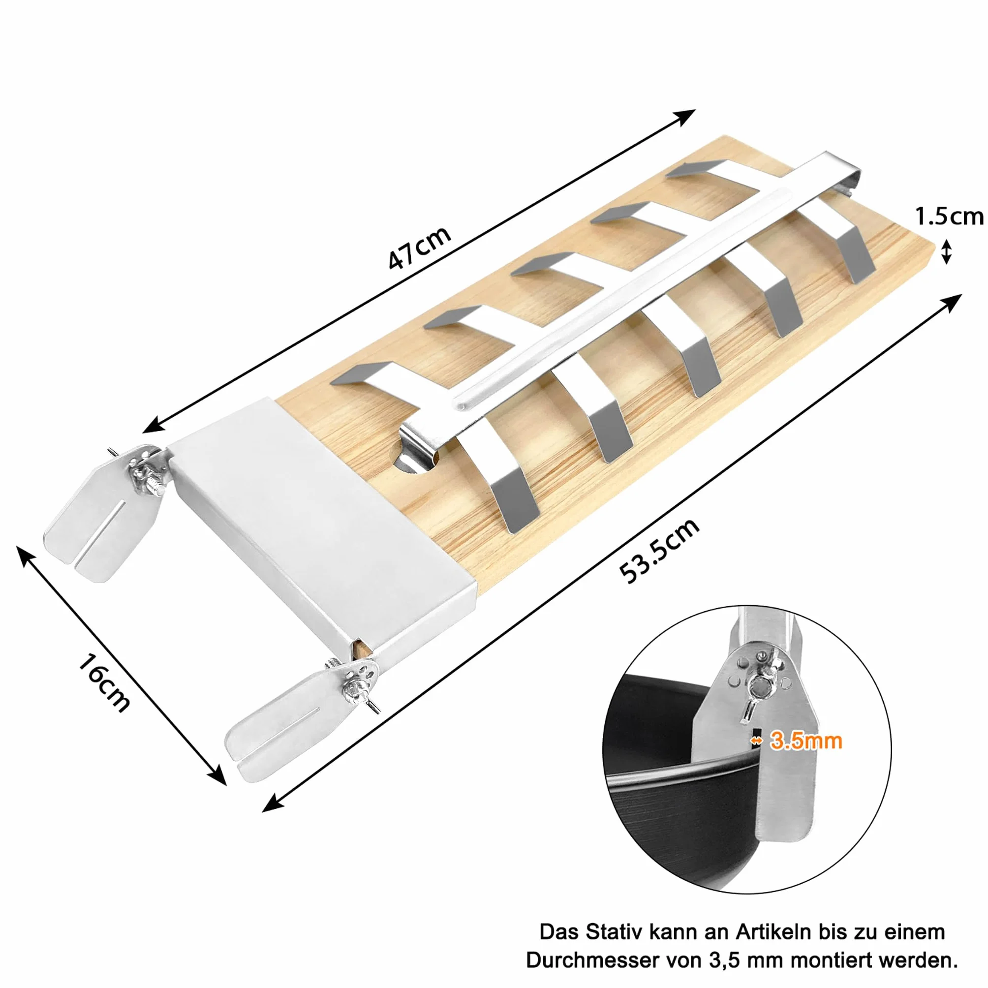 LZQ Lot de 4 planches à saumon flambé avec support en acier inoxydable 5 niveaux réglables