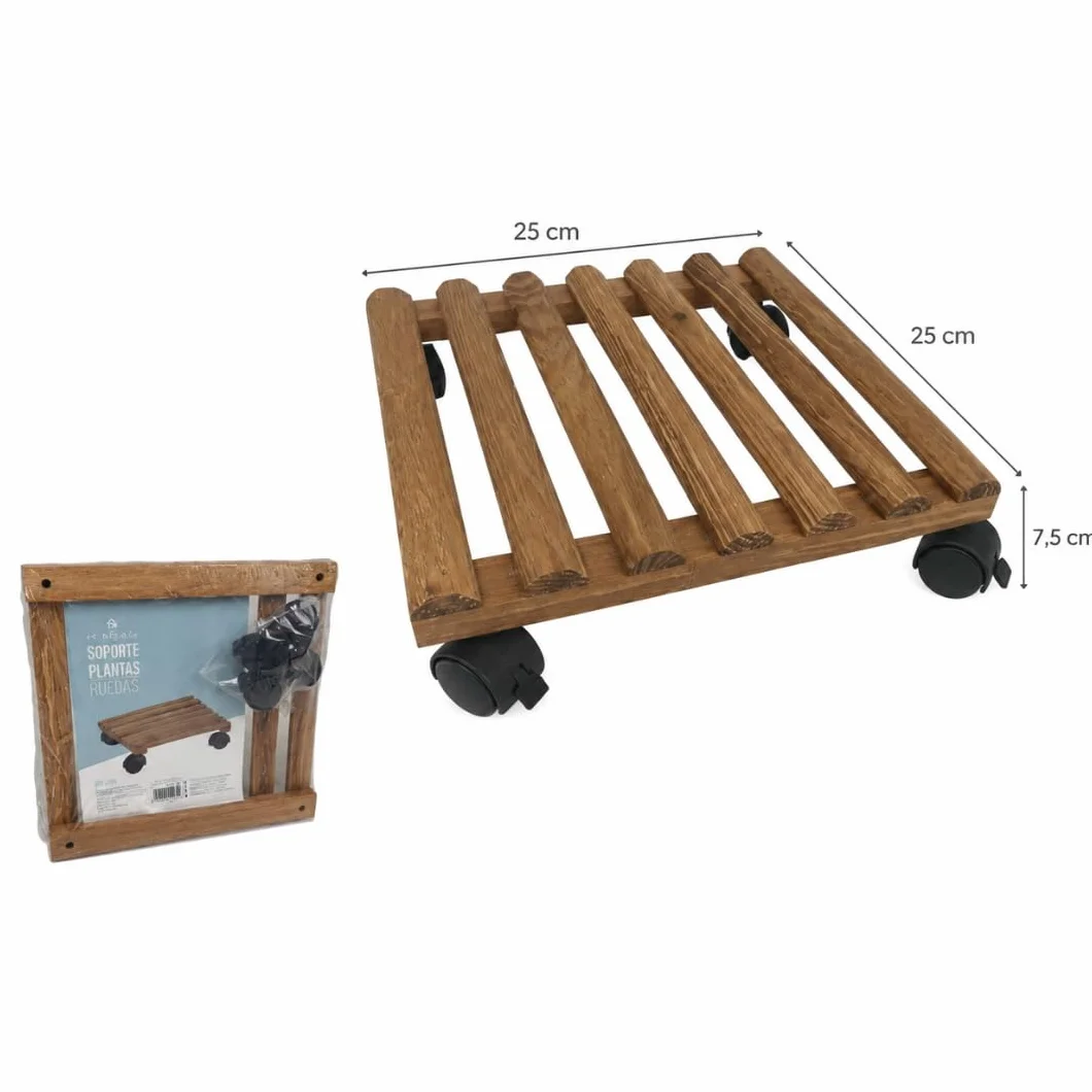 Support pour pots à roulettes 25 x 25 cm Intérieur Extérieur