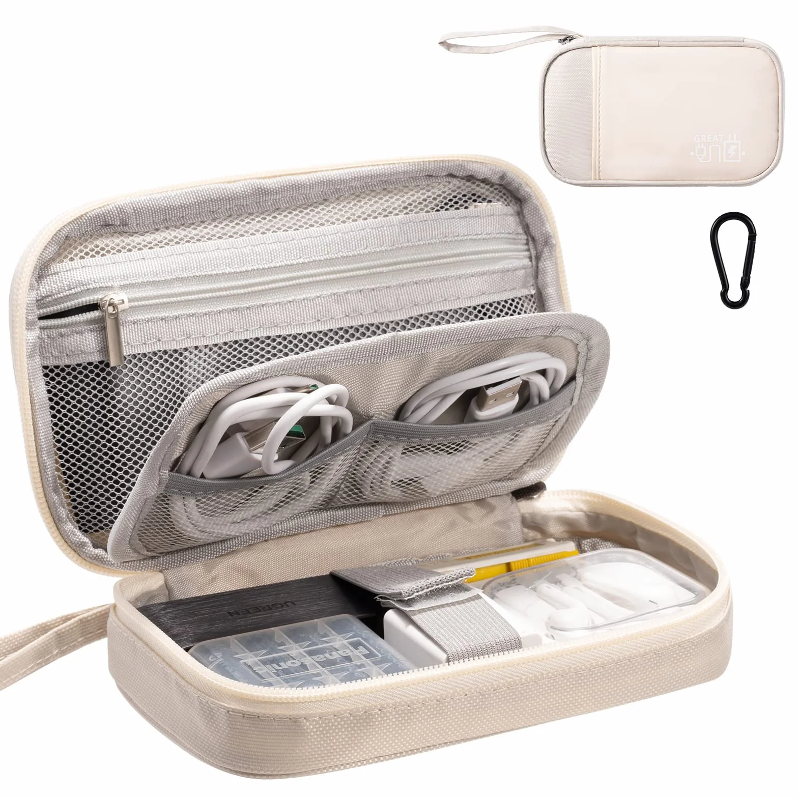 OrgaWise Sac Électronique Multifonctionnel Portable Étanche Rangement pour Disques Durs, Chargeurs, Câbles, Cartes Mémoire