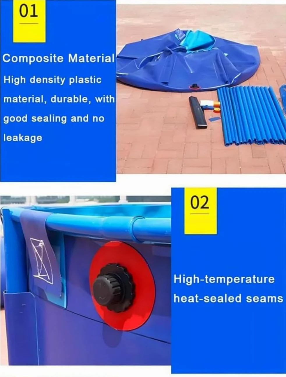 Générique Bassin à Poissons Pliable en Toile - Réservoir d'eau Hors Sol Durable et Facile à Installer pour carpes koï, Plantes Aquatiques et Irrigation de Jardin
