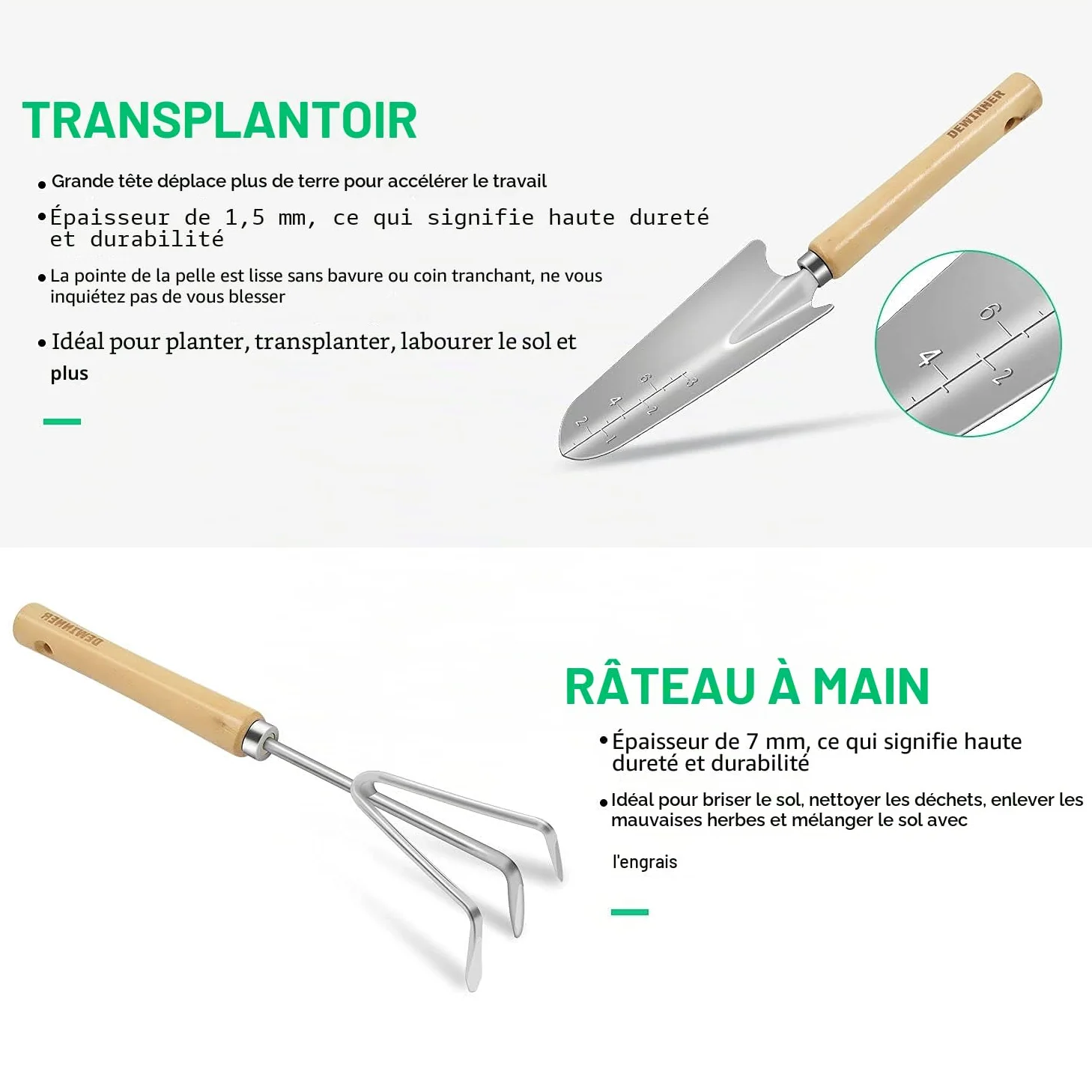 Outils de Jardinage, DEWINNER à Main Ensemble Outils de Jardin pour Plantes, 23 PCs Kit Avec Sac de Rangement, acier inoxydable, cadeau de femme homme