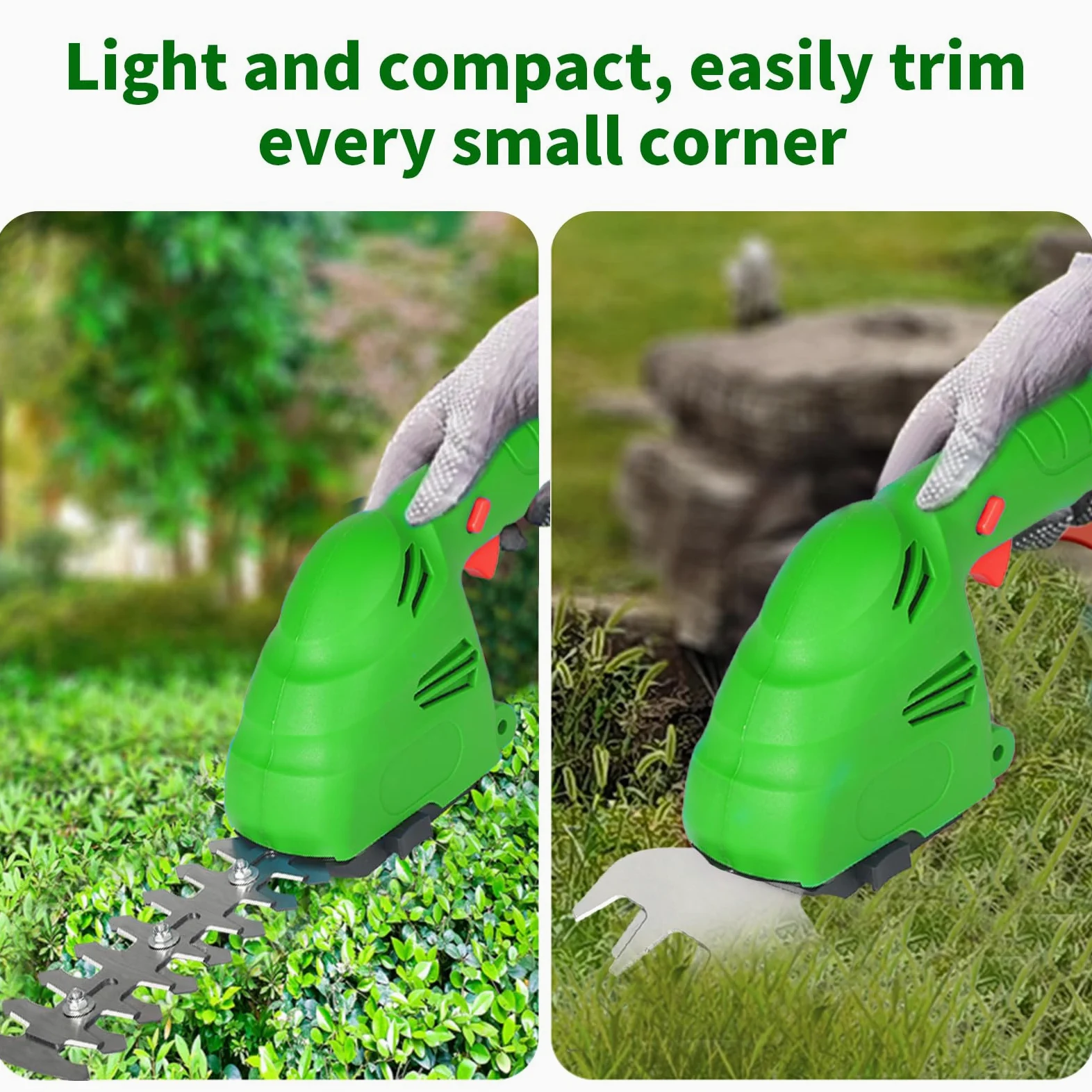 2 en 1 Cisaille à Gazon sans Fil, Taille-haie Électrique Rechargeable Désherbeur D'arbustes Désherbeur Outils De Jardinage Interface EU Type-C