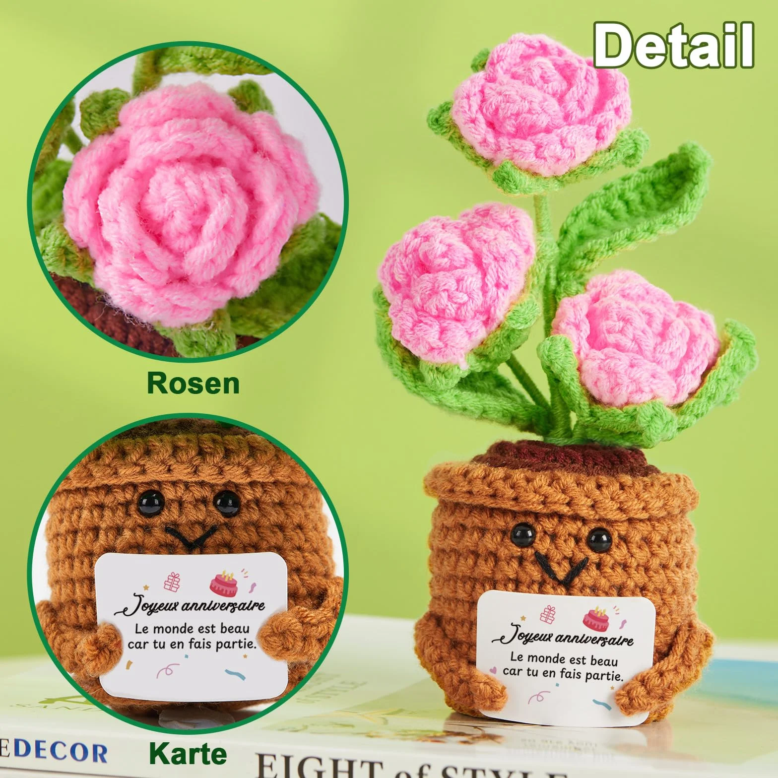 Cadeau Anniversaire Femme Personnalisé Rose Au Crochet Original Idee Motivation Positive 18 30 40 50 60 70 Ans