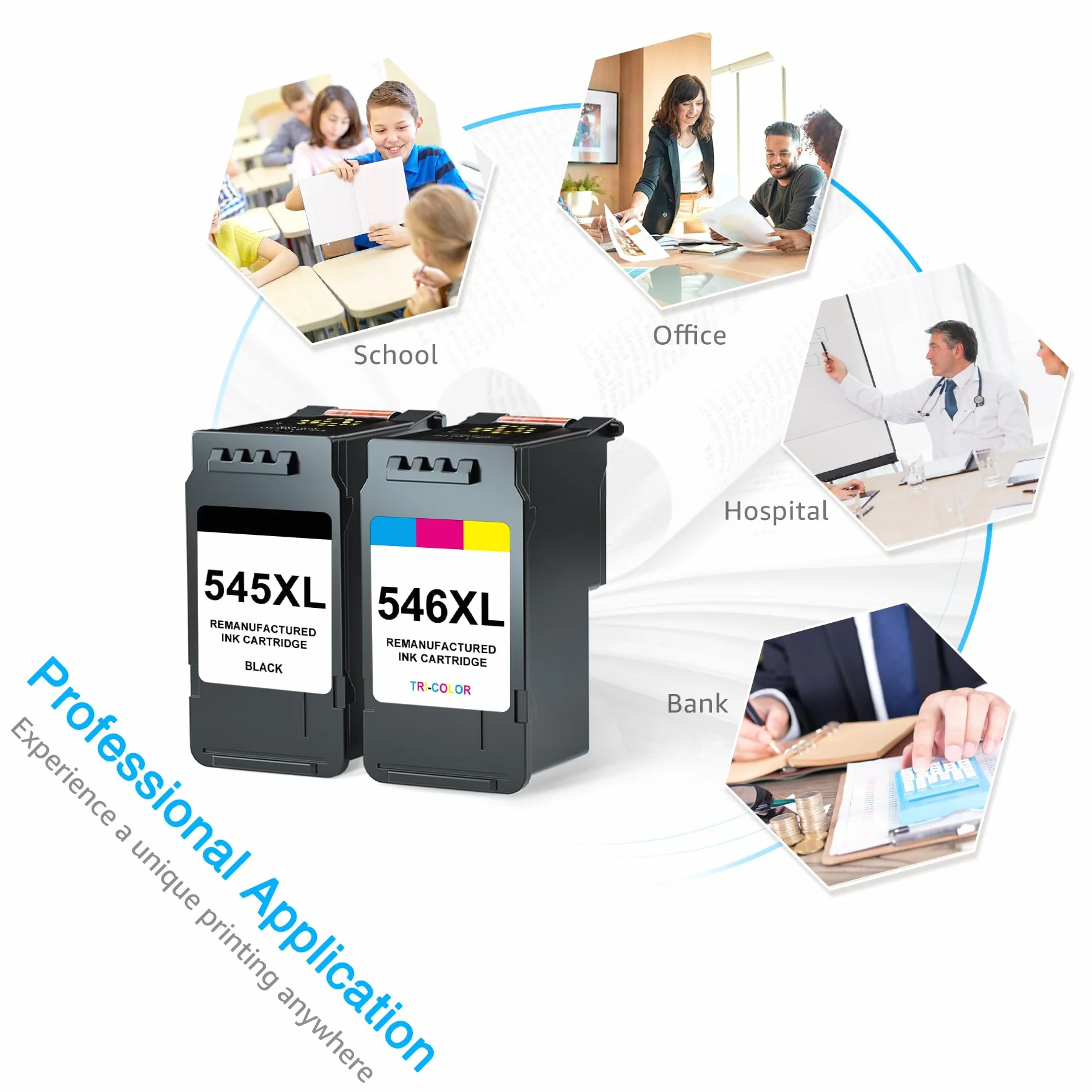 7Magic PG-545XL CL-546XL Cartouche Remplacement Canon 545 546 XL pour Pixma TS3450 TS3350 TS3150 TR4550 TR4650 MG2550S MG3050 MX495 Noir Couleur