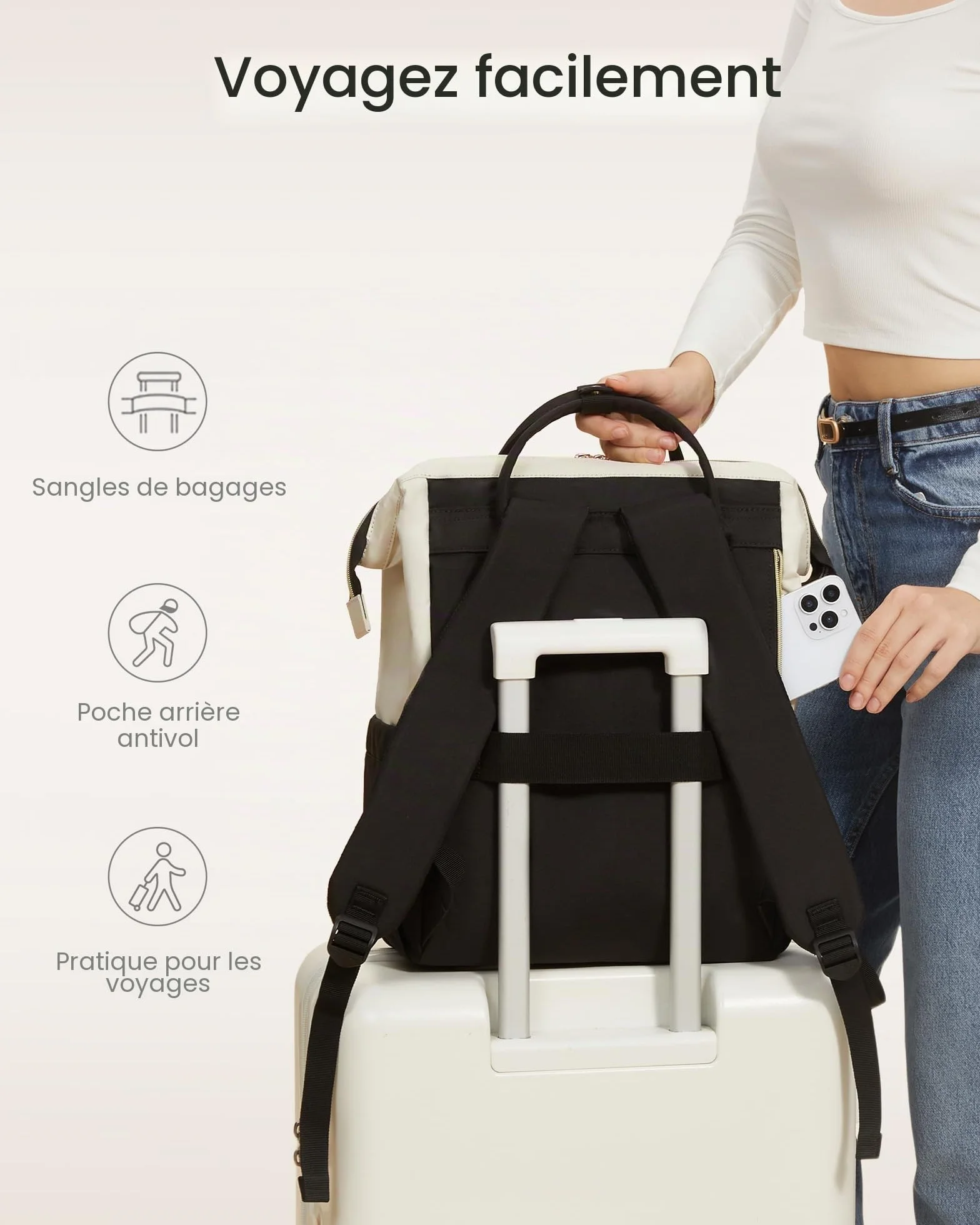 LOVEVOOK Sac à dos étanche pour femme avec compartiment ordinateur portable 15,6" et 17,3" pour école voyages université travail