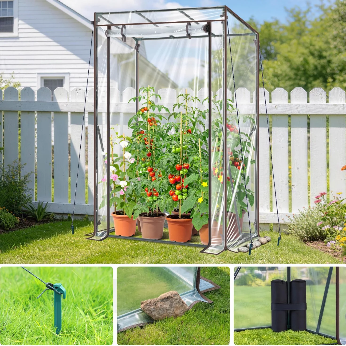 Ohuhu Petite serre en film plastique de qualité supérieure - Pour balcon, serre à tomates - Serre pour balcon - Tente d'hivernage pour plantes - Stable - Résistant à l'hiver - PVC - 100 x 50 x 152 cm