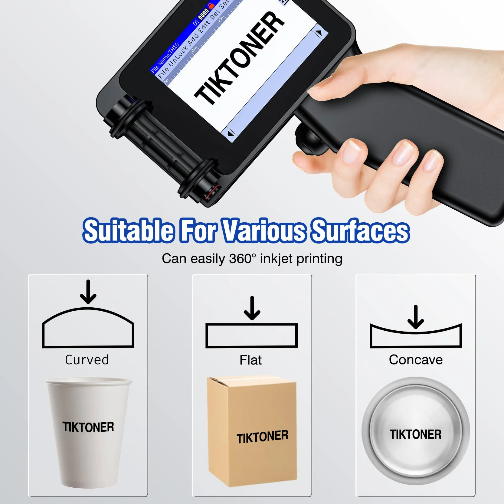 Imprimante à Jet d'encre Portable TH10 Mini 42ml Séchage Rapide Hauteur 2-12,7mm Codage Texte Date QR Code