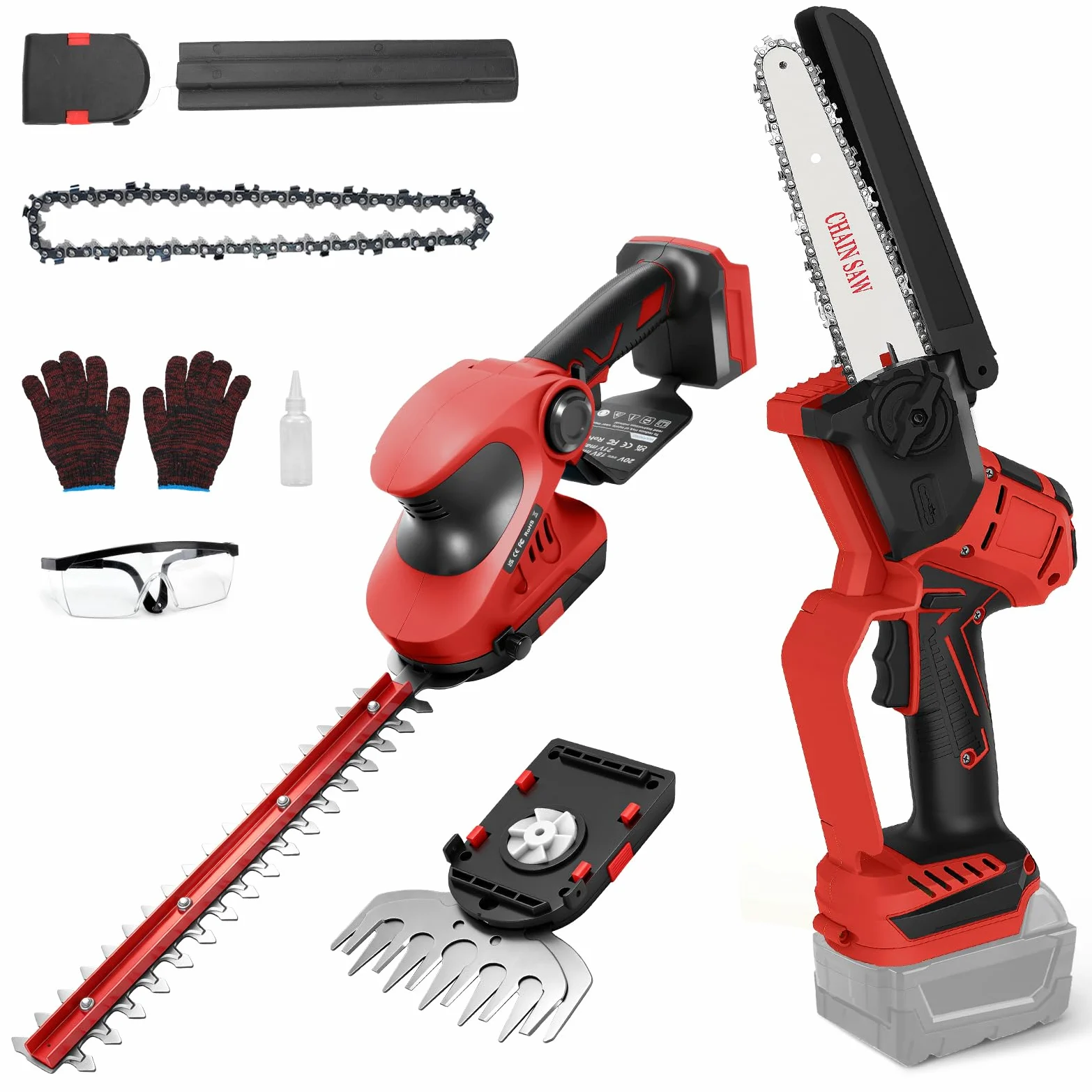 Mini tronçonneuse sans fil Taille Haie compatible avec Milwaukee 18 V | sans batterie taille haie électrique, 2 en 1 6 pouces scie à gazo Cisaille Sculpte-Haie Cisailles à arbustes